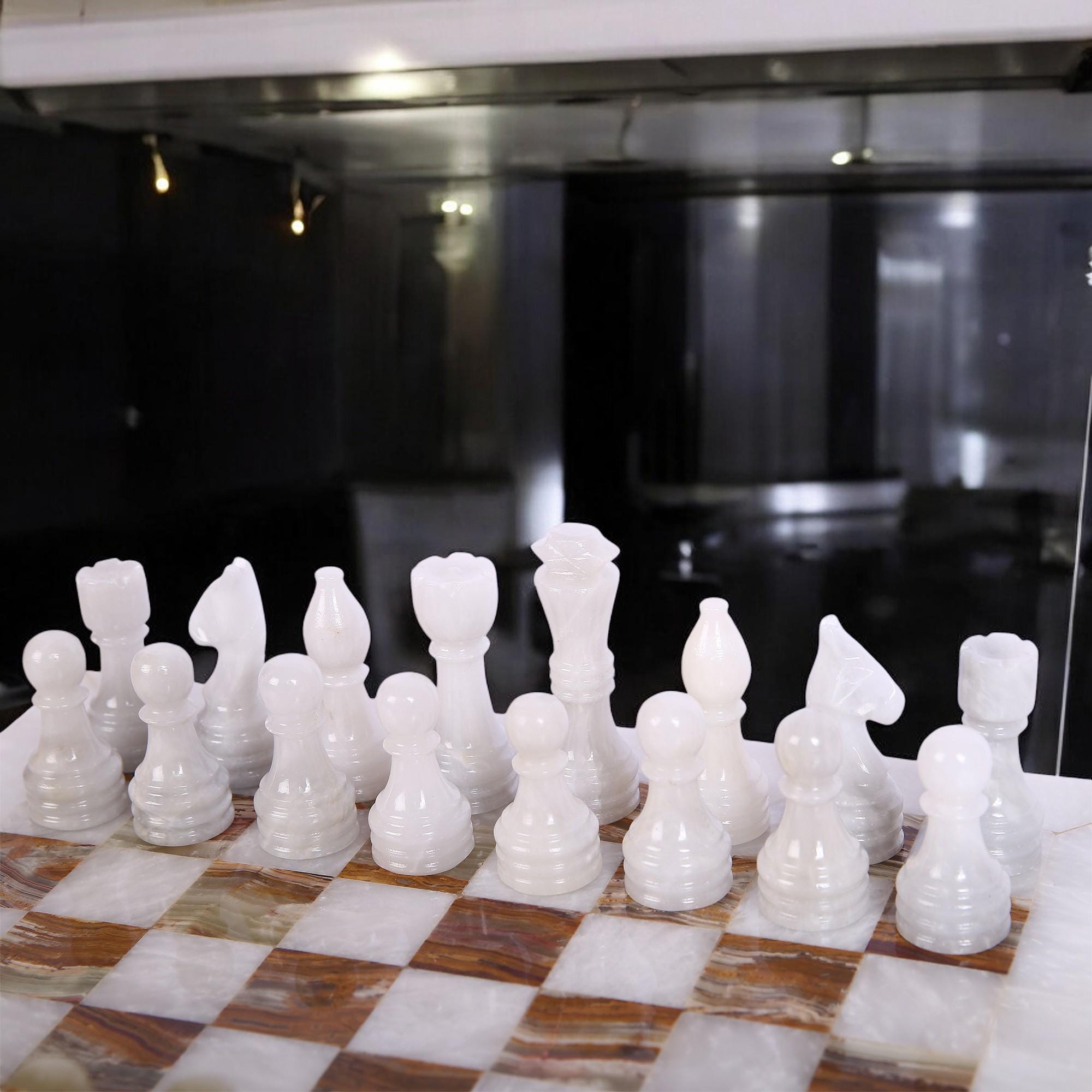Green Marble chess sets | Luxury chess board | Christmas gifts for him | White & Green | Luxury gifts for her | Perfect board game | Home decor