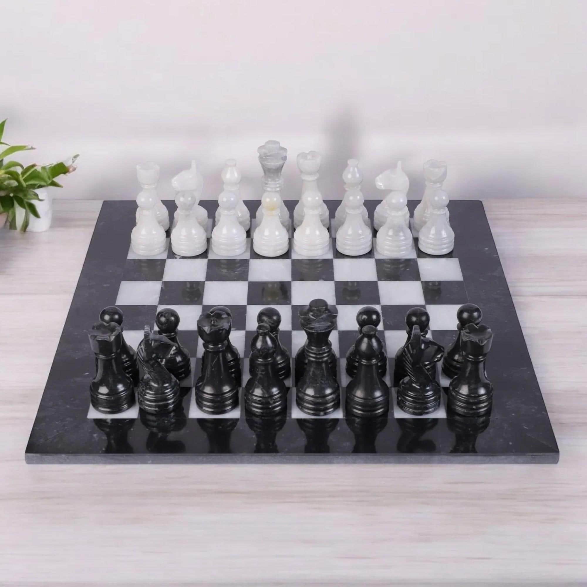 Black Marble chess board game | Marble chess sets | Black & White | Gifts for her | Christmas gifts