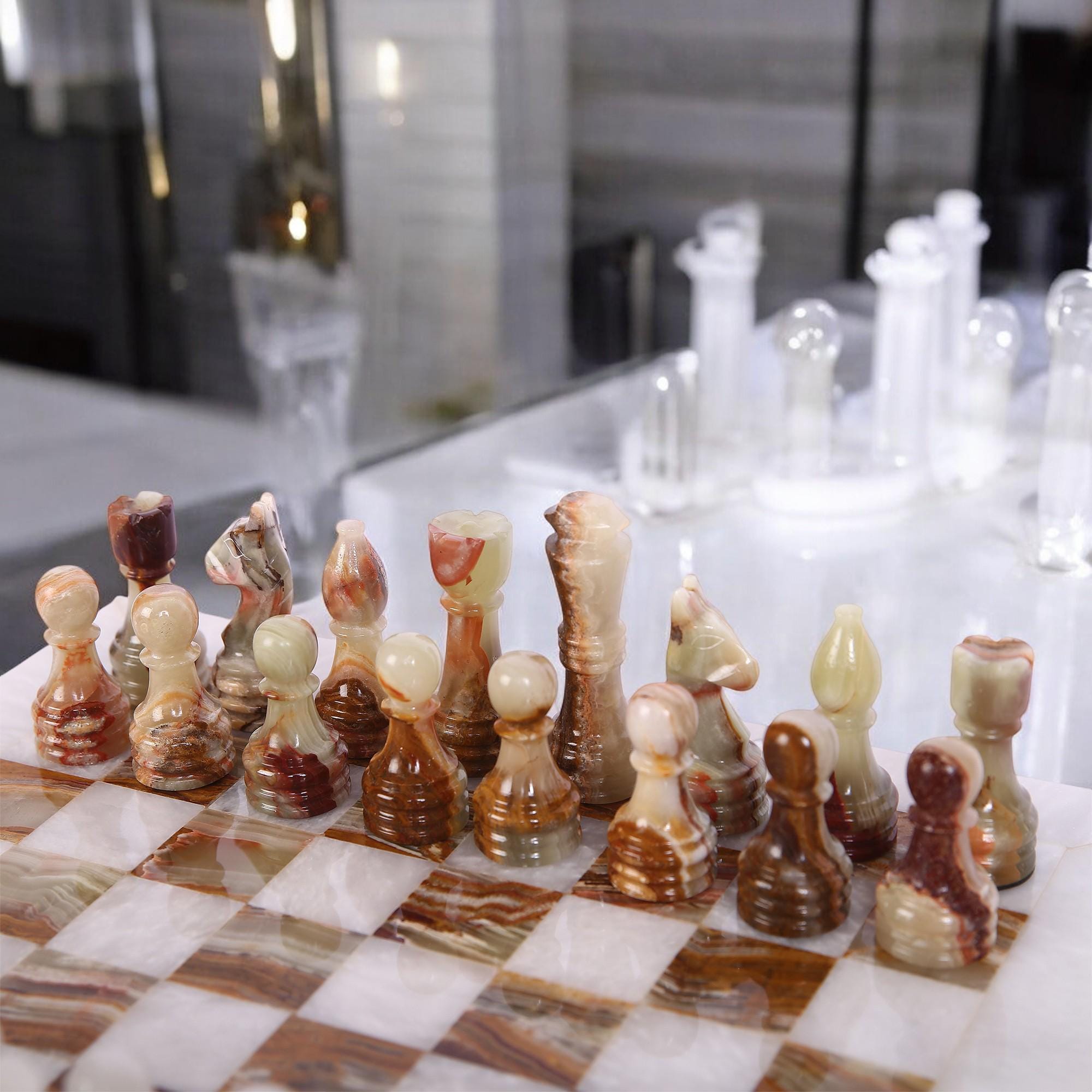 Green Marble chess sets | Luxury chess board | Christmas gifts for him | White & Green | Luxury gifts for her | Perfect board game | Home decor