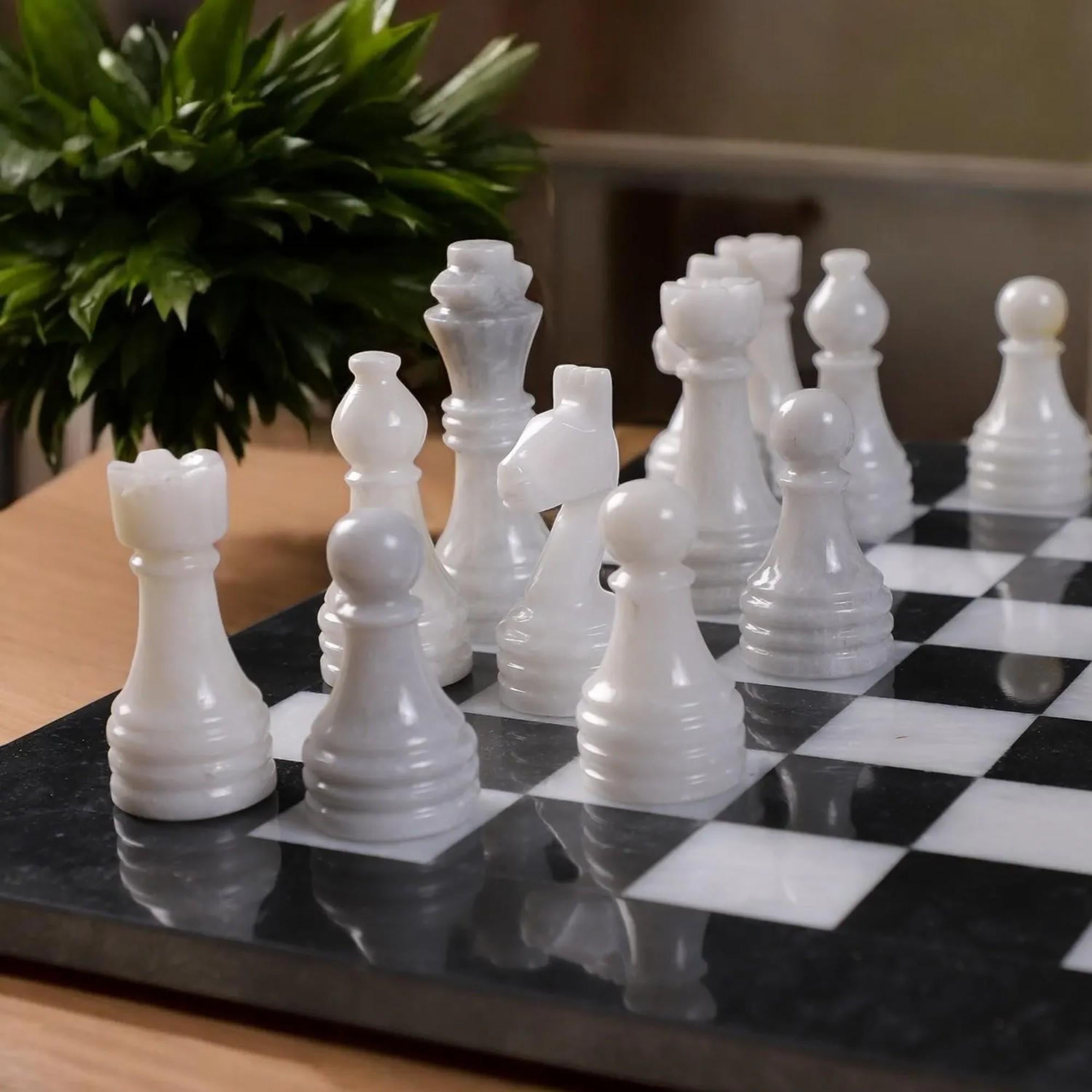 Black Marble chess board game | Marble chess sets | Black & White | Gifts for her | Christmas gifts