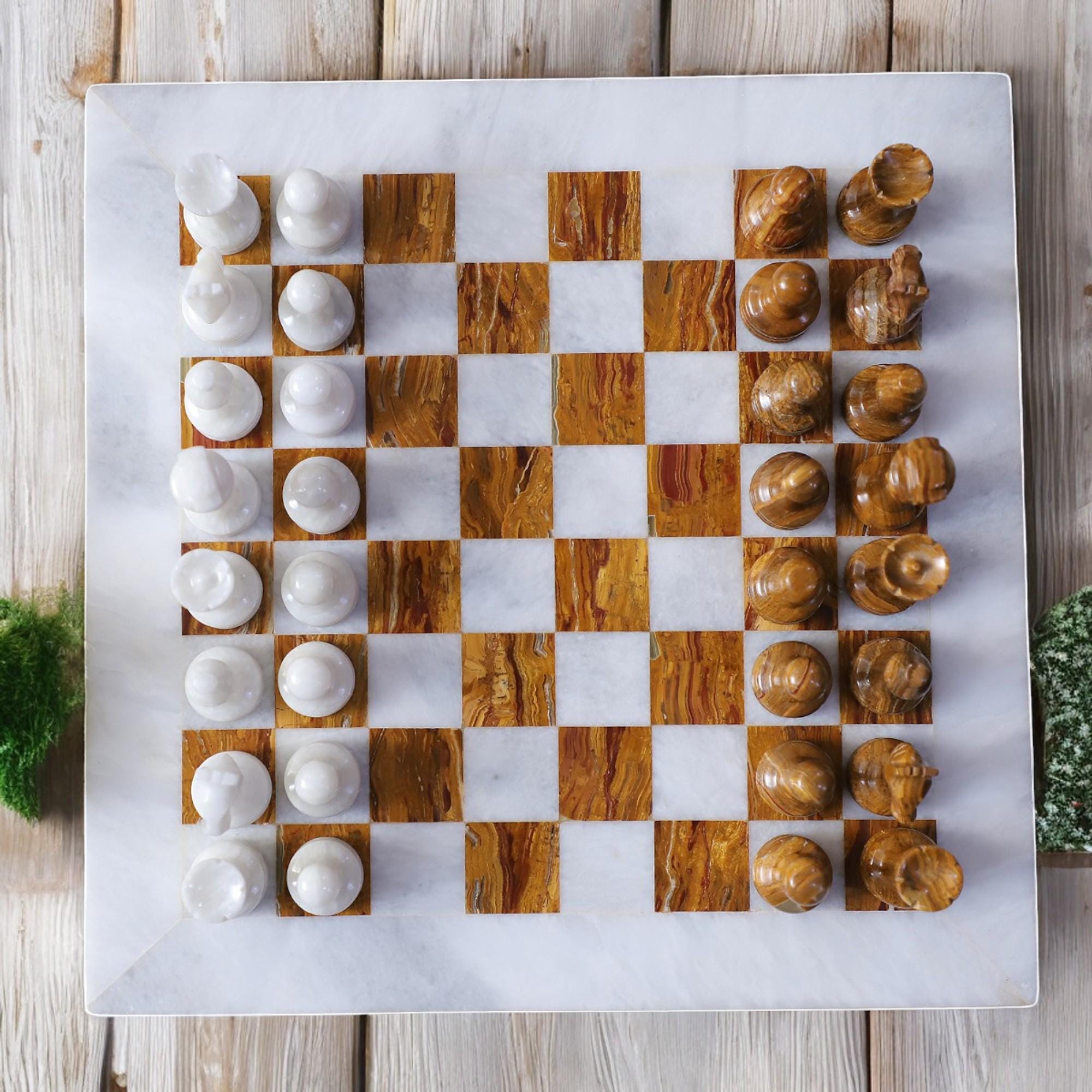 Brown Marble chess board | Marble chess sets | White & Brown | gift for him | Christmas gifts