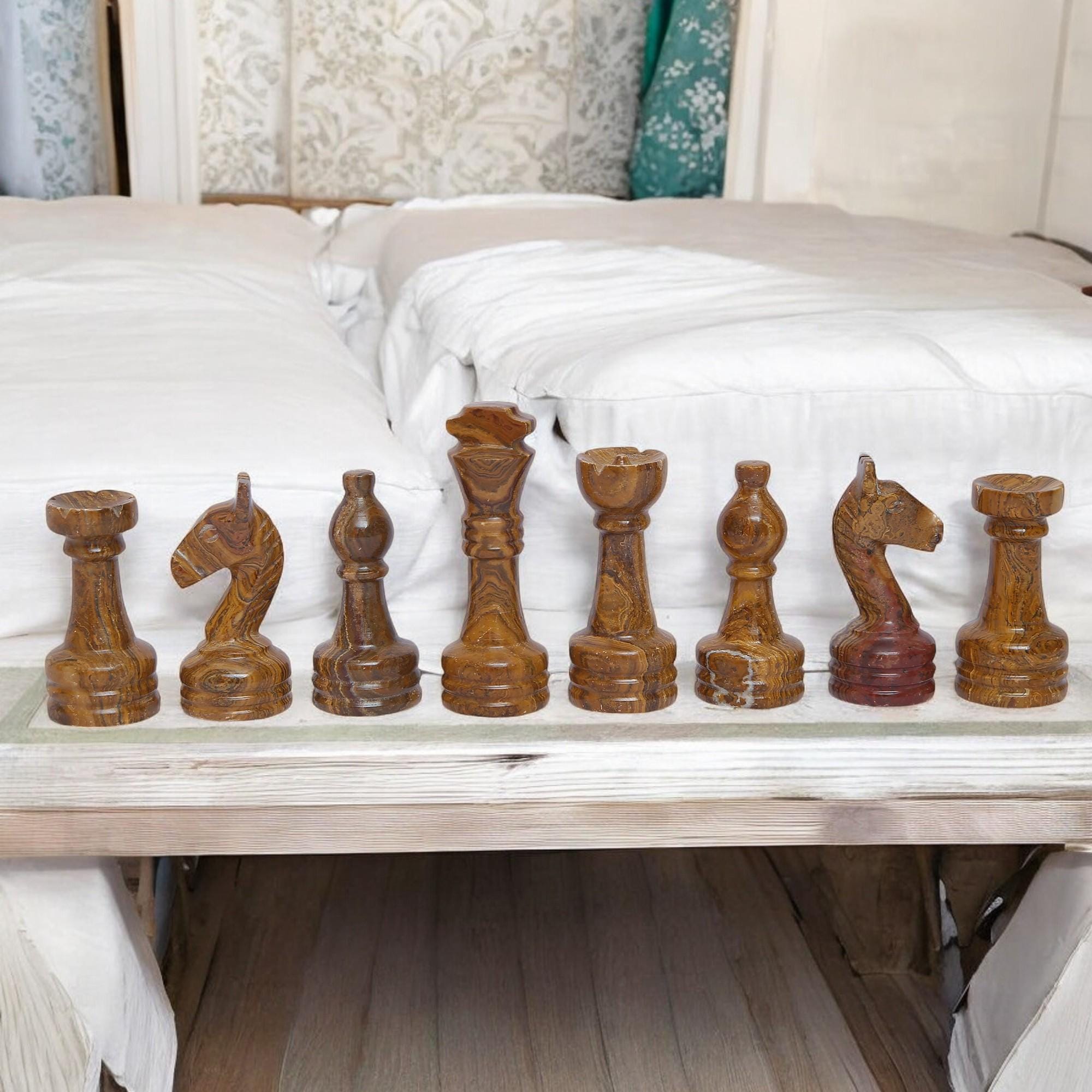 Brown Marble chess board | Marble chess sets | White & Brown | gift for him | Christmas gifts