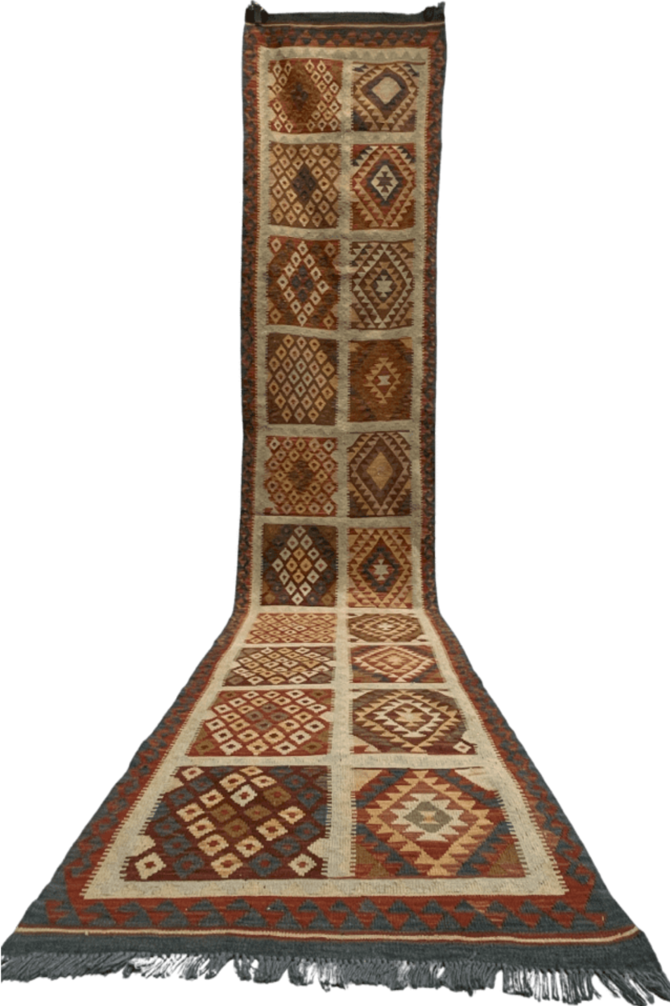 HANDMADE AFGHAN MAIMANA KILIM | 406 X 91CM |