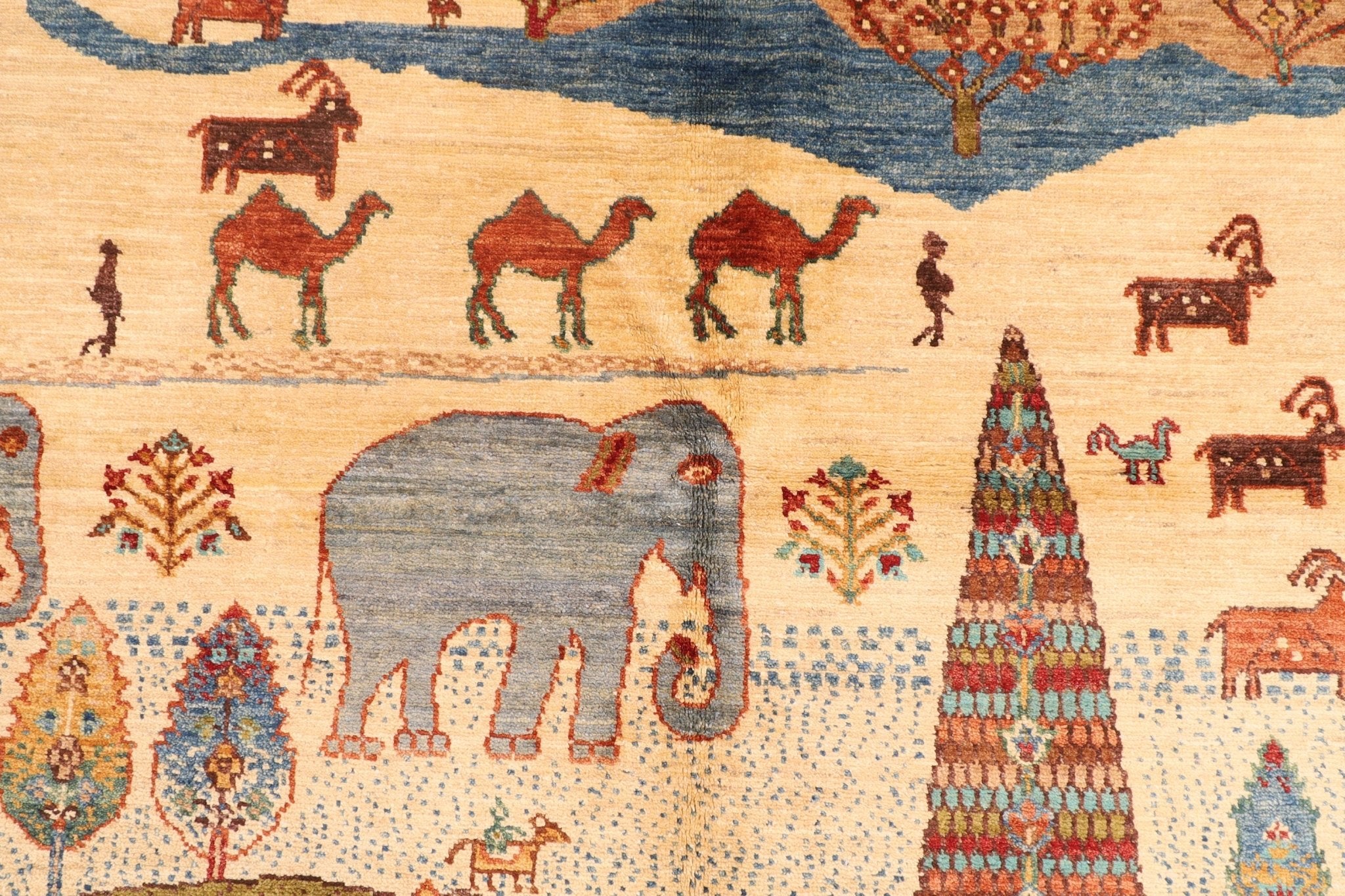 Landscape - 196x198 cm (6'6"x6'6") Hand - Knotted Afghan Rug for Home Decor - Jerm Rugs - Handmade Afghan Rug - Jerm Rugs