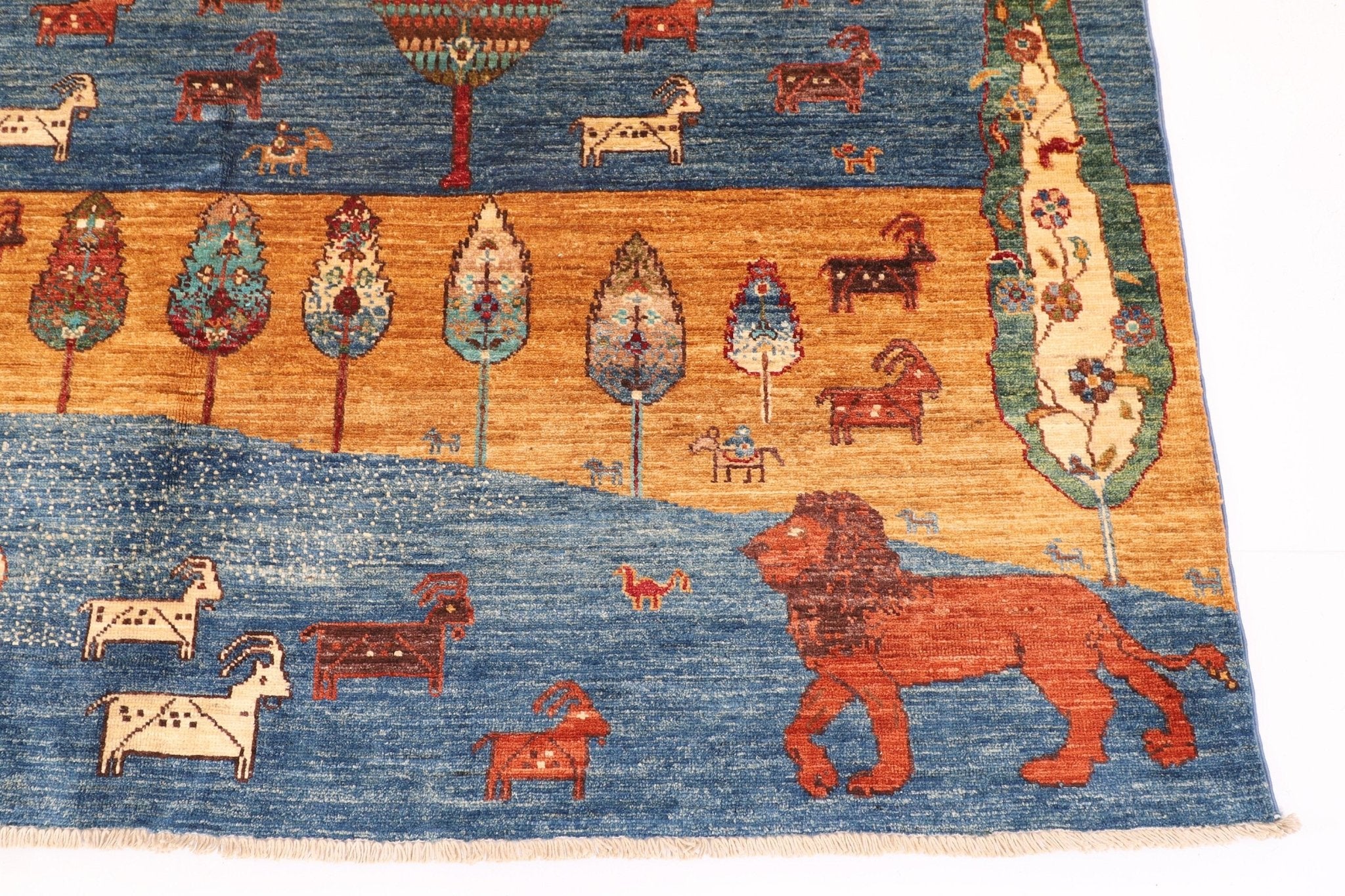 Landscape - 196x198 cm (6'6"x6'6") Hand - Knotted Afghan Rug for Home Decor - Jerm Rugs - Handmade Afghan Rug - Jerm Rugs