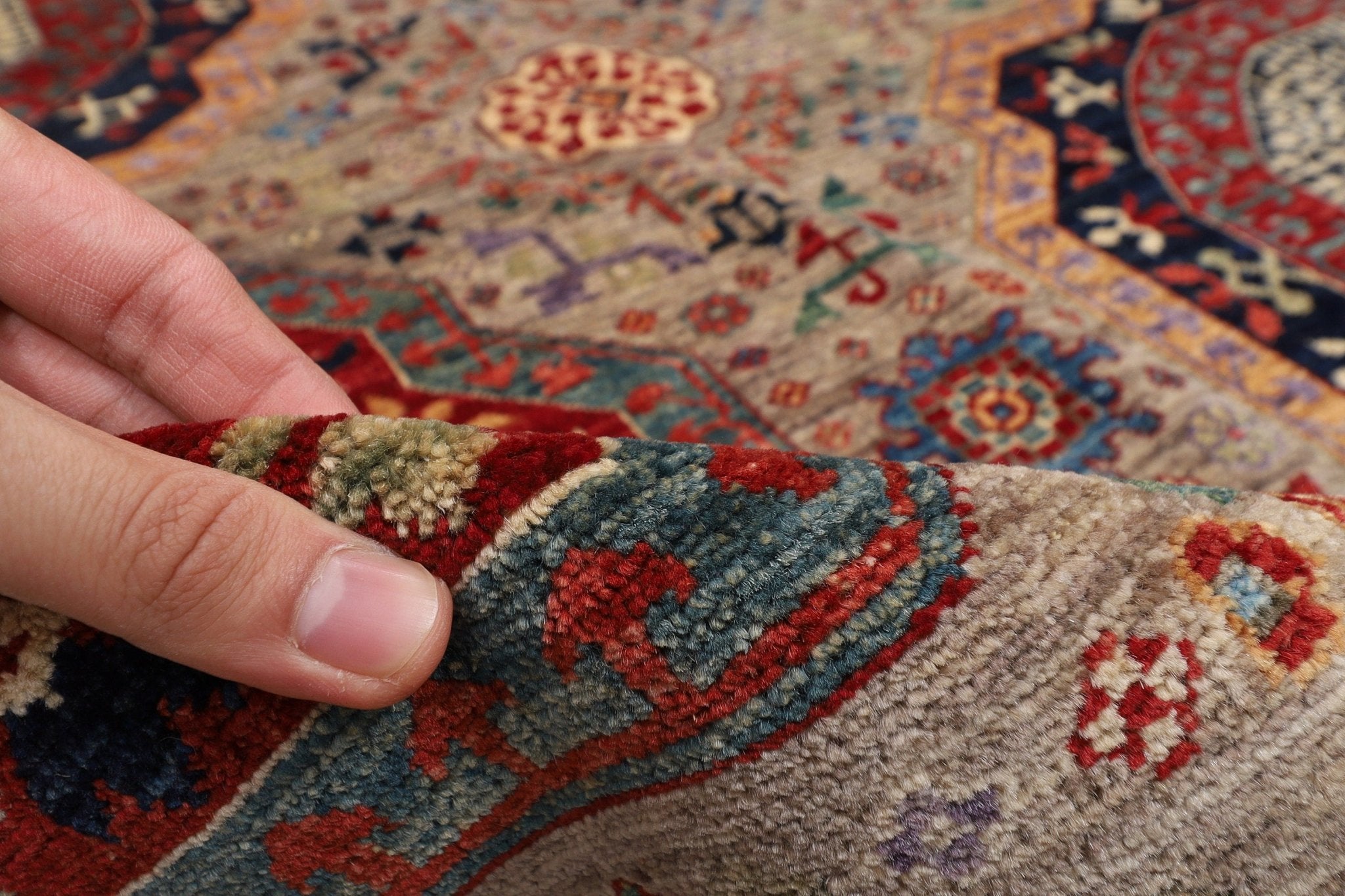 Mamluk - 278x281 cm (9'2x9'3 ft) Handmade Afghan Wool Area Rug - Jerm Rugs - Handmade Afghan Rug - Jerm Rugs