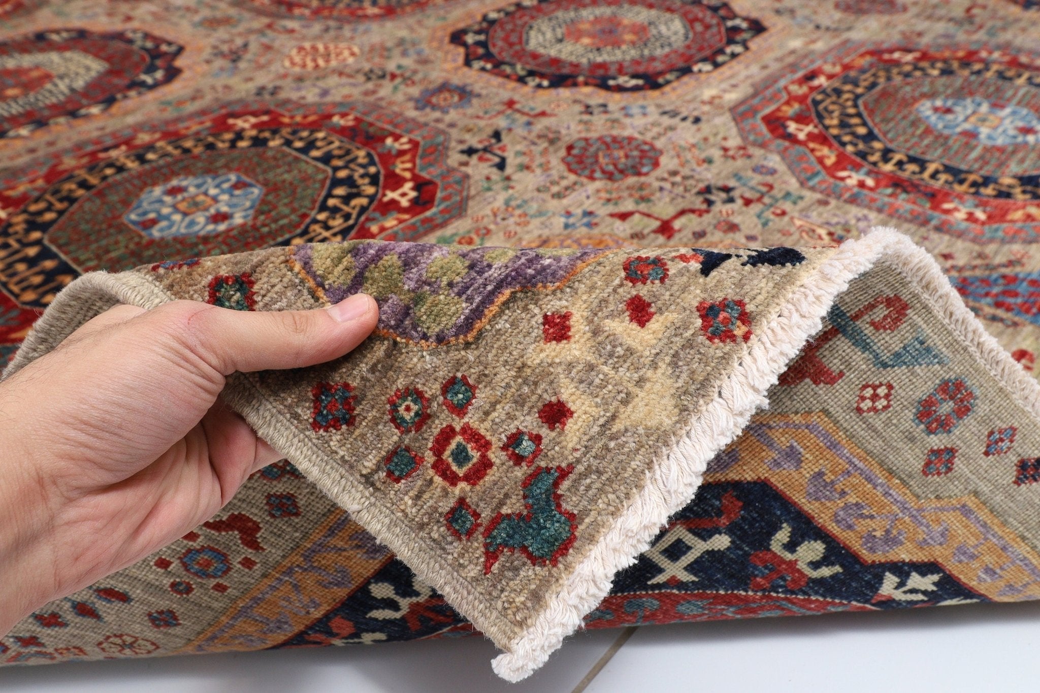 Mamluk - 278x281 cm (9'2x9'3 ft) Handmade Afghan Wool Area Rug - Jerm Rugs - Handmade Afghan Rug - Jerm Rugs