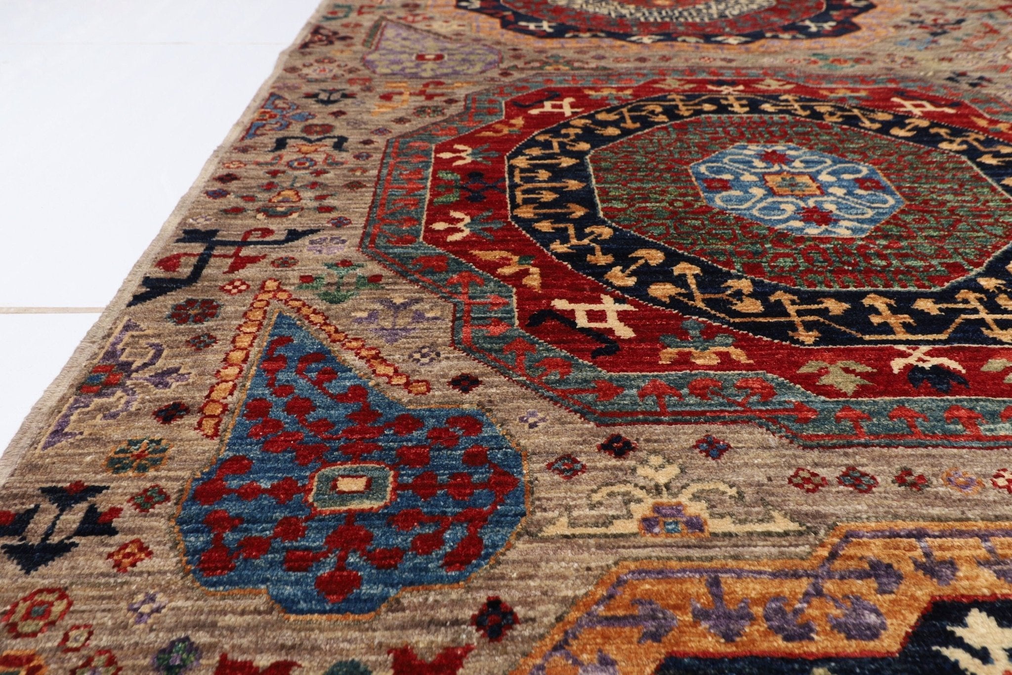 Mamluk - 278x281 cm (9'2x9'3 ft) Handmade Afghan Wool Area Rug - Jerm Rugs - Handmade Afghan Rug - Jerm Rugs