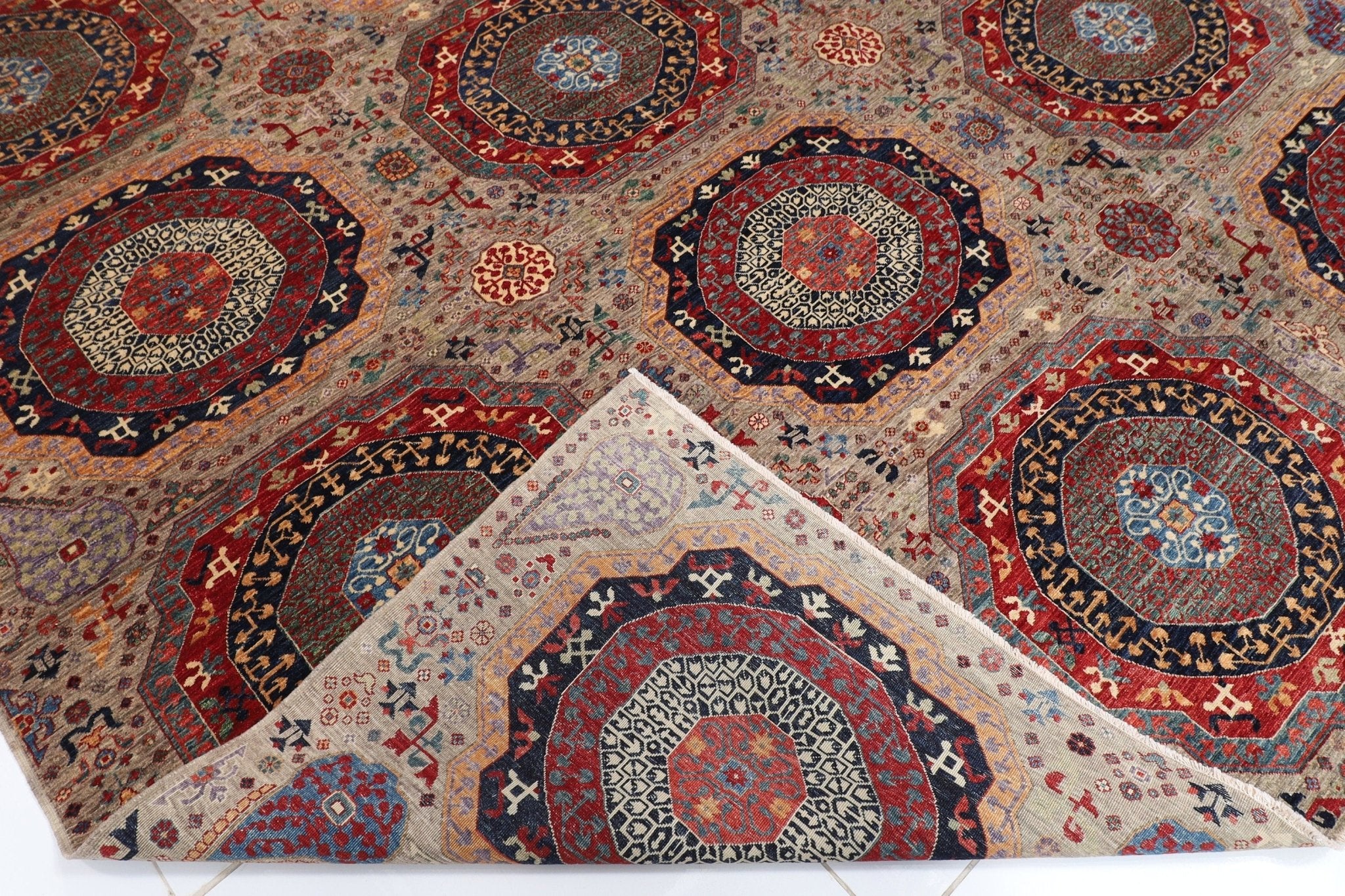 Mamluk - 278x281 cm (9'2x9'3 ft) Handmade Afghan Wool Area Rug - Jerm Rugs - Handmade Afghan Rug - Jerm Rugs