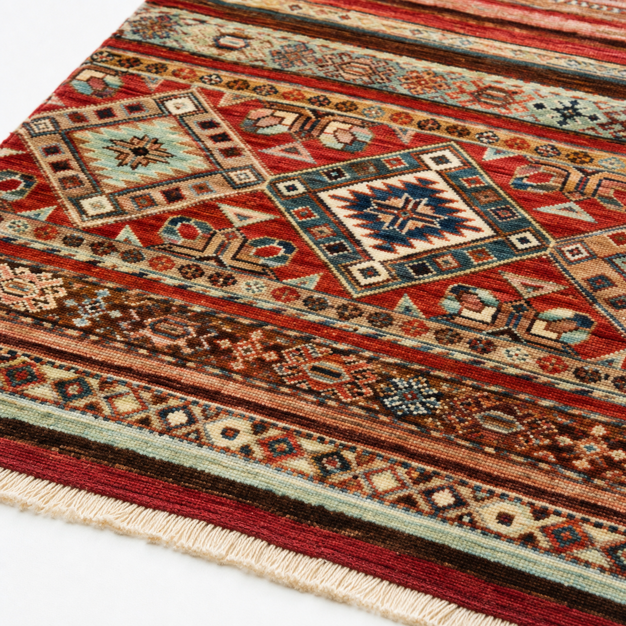 Kochi-e-Surkh Afghan Ghazni wool rug, hand-knotted detail