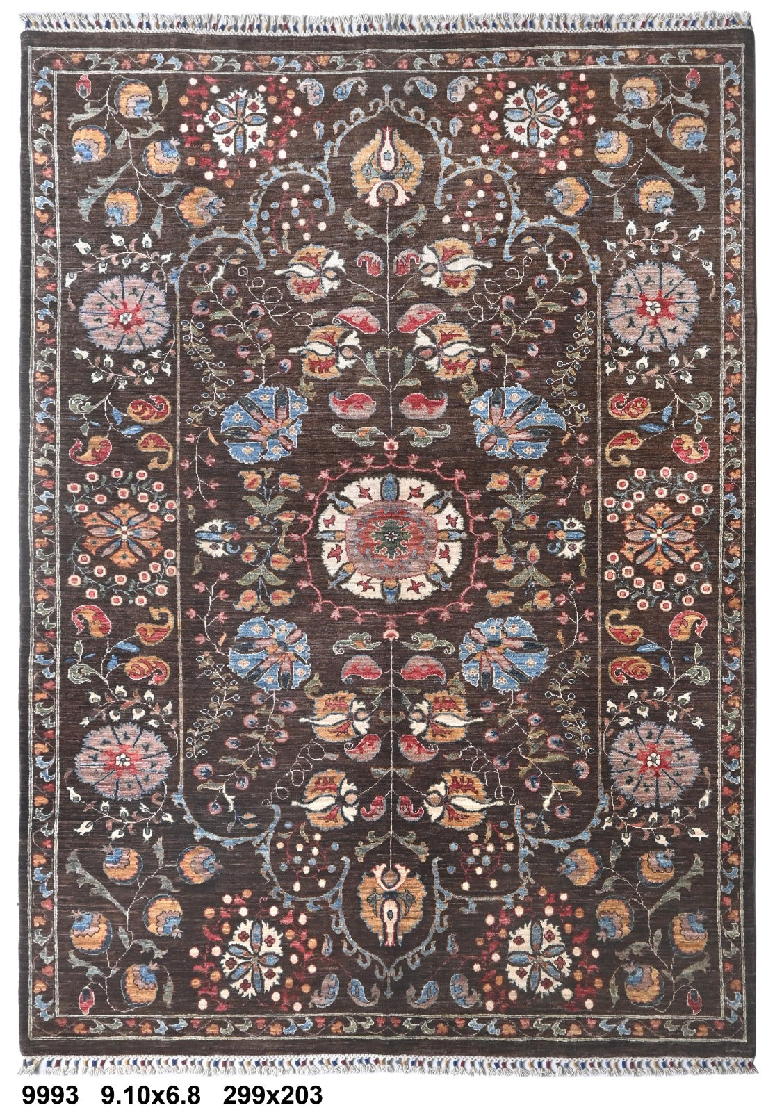 Anar-e-Mazar Afghan hand-knotted Ghazni wool rug, overhead view