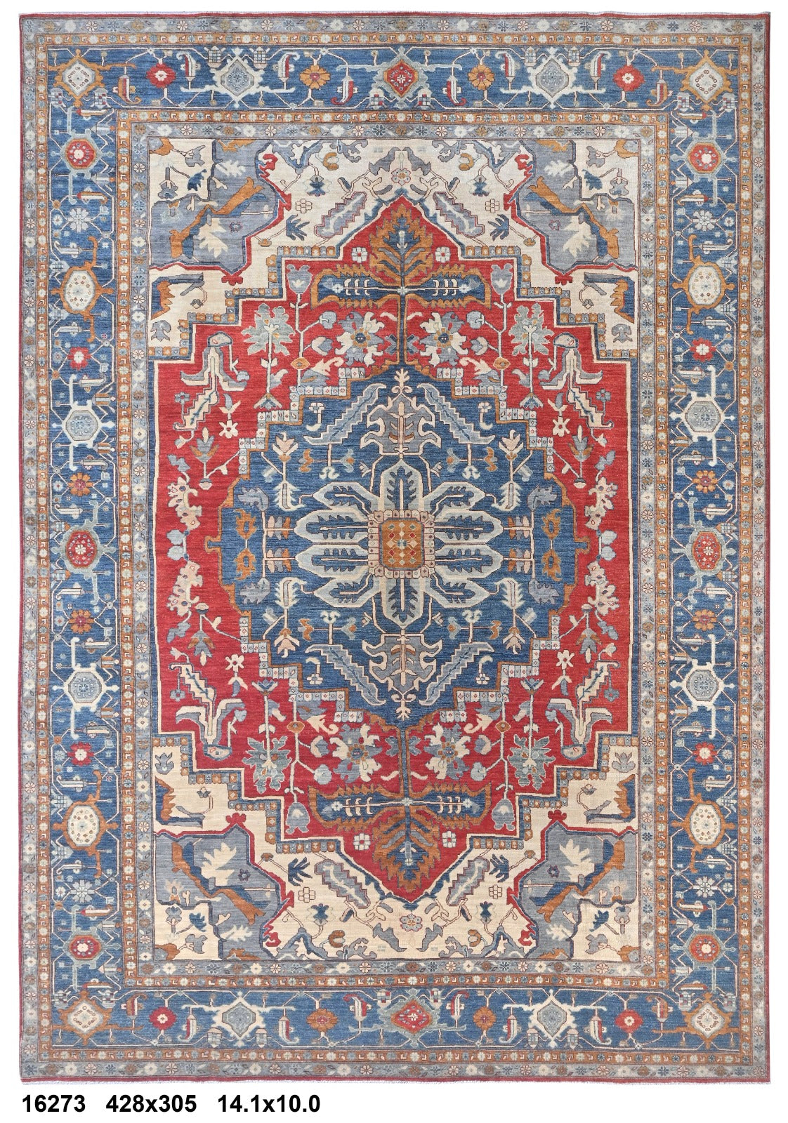 Atash-e-Balkh Afghan hand-knotted Ghazni wool rug, overhead view
