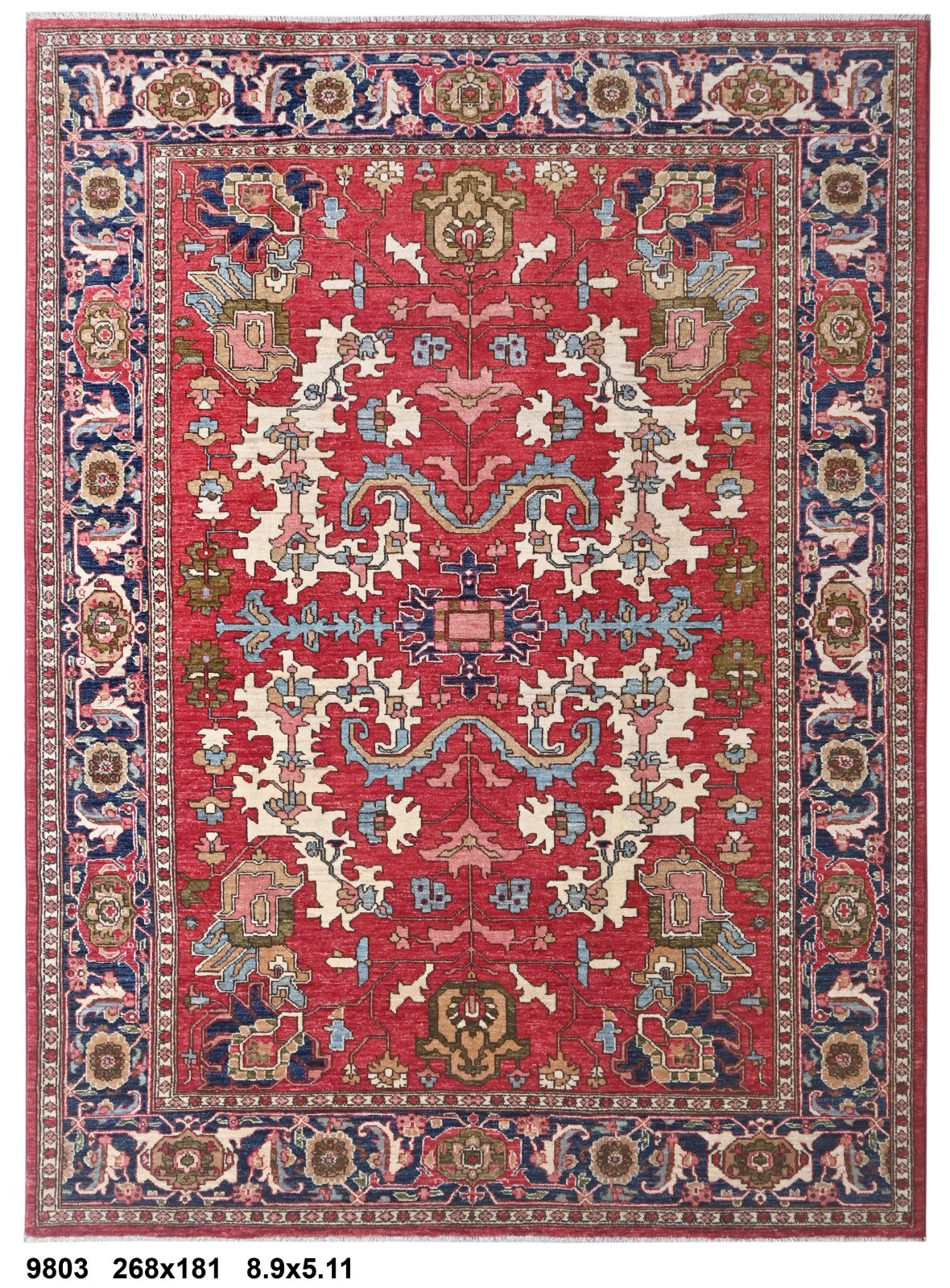 Lal-e-Herat Afghan hand-knotted Ghazni wool rug, overhead view