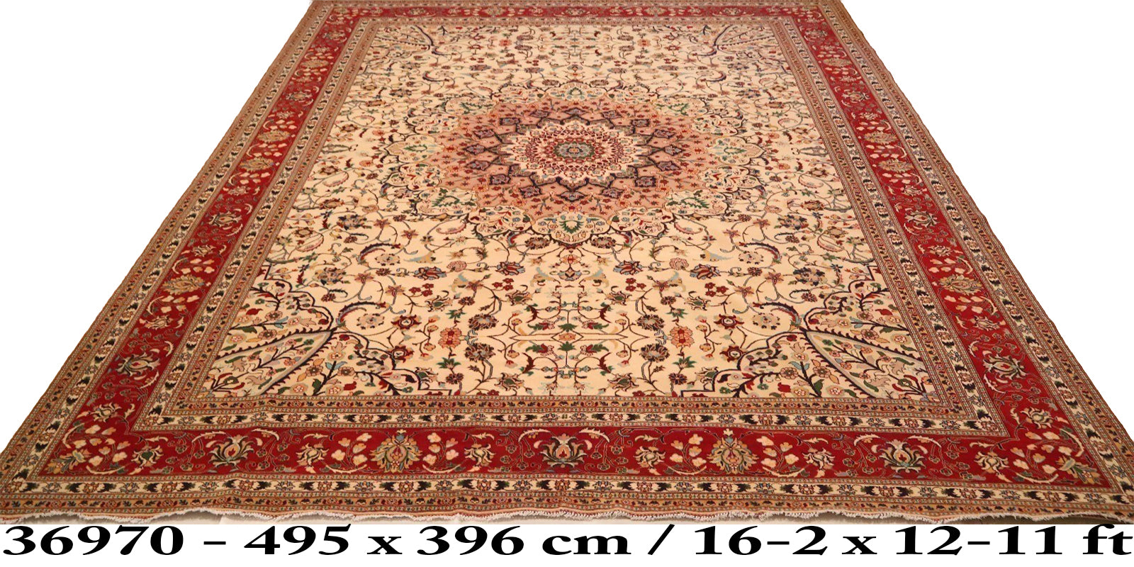 Gulshan-e-Herat Afghan hand-knotted Ghazni wool rug, overhead view