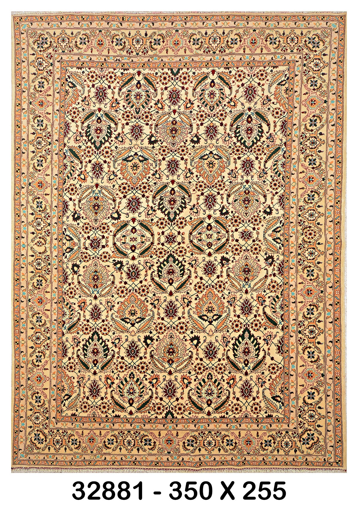 Sahar-e-Balkh Afghan hand-knotted Ghazni wool rug, overhead view