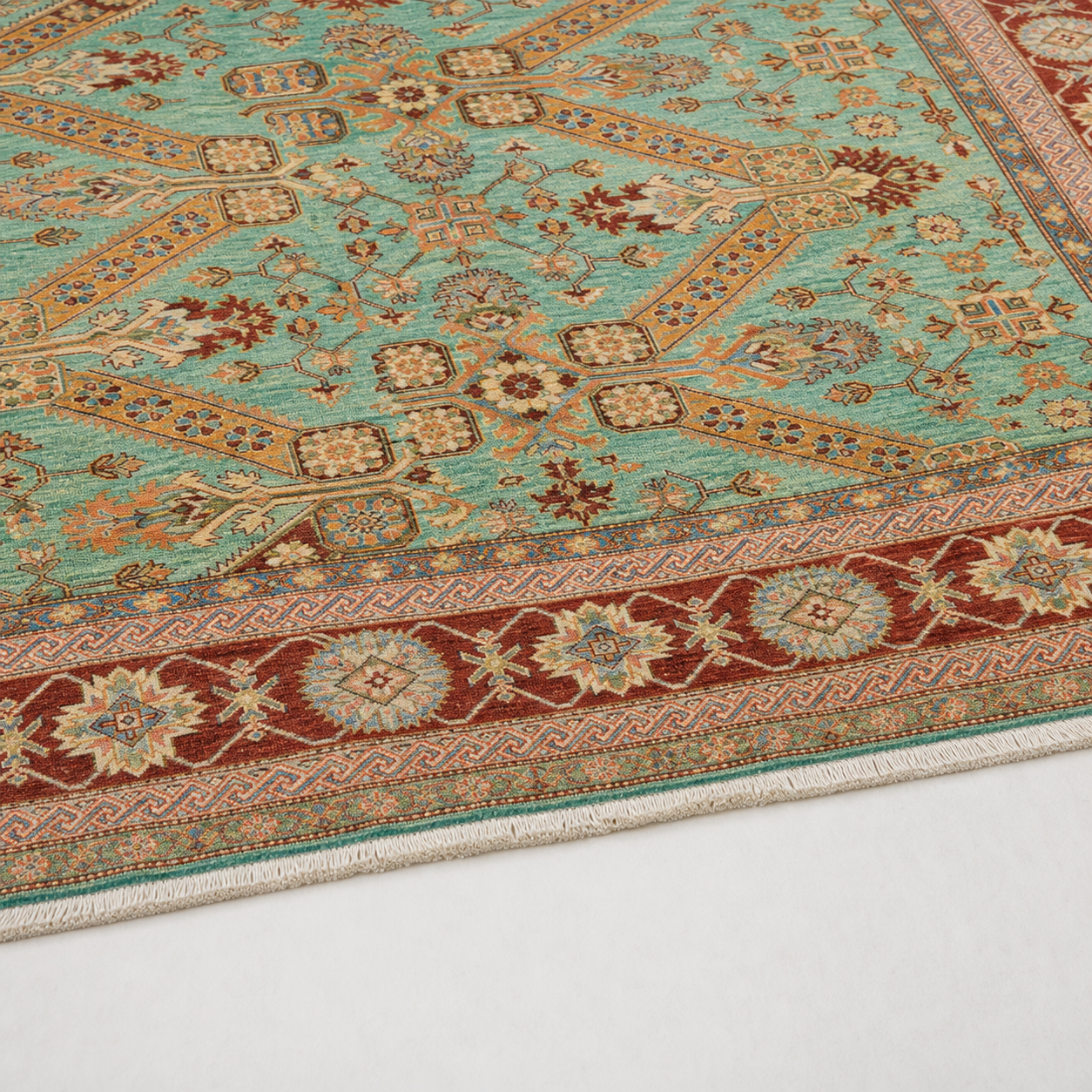 Darya-e-Ghazni Afghan Ghazni wool rug, hand-knotted detail