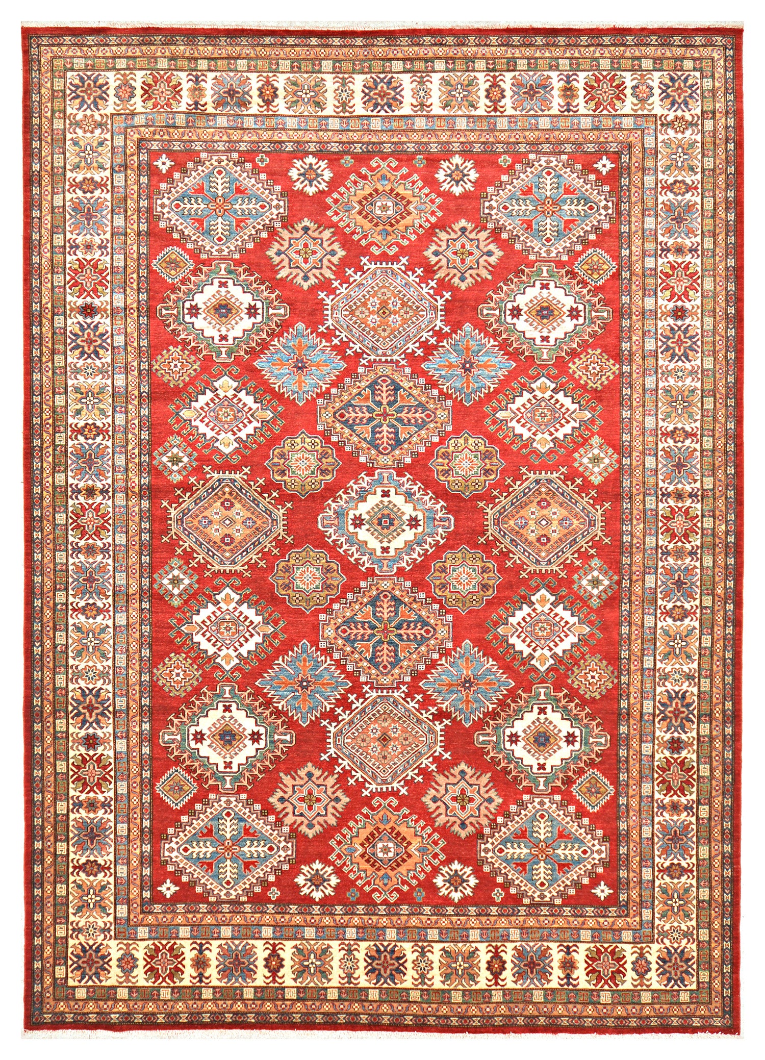 Atash-e-Kochi Afghan hand-knotted Ghazni wool rug, overhead view