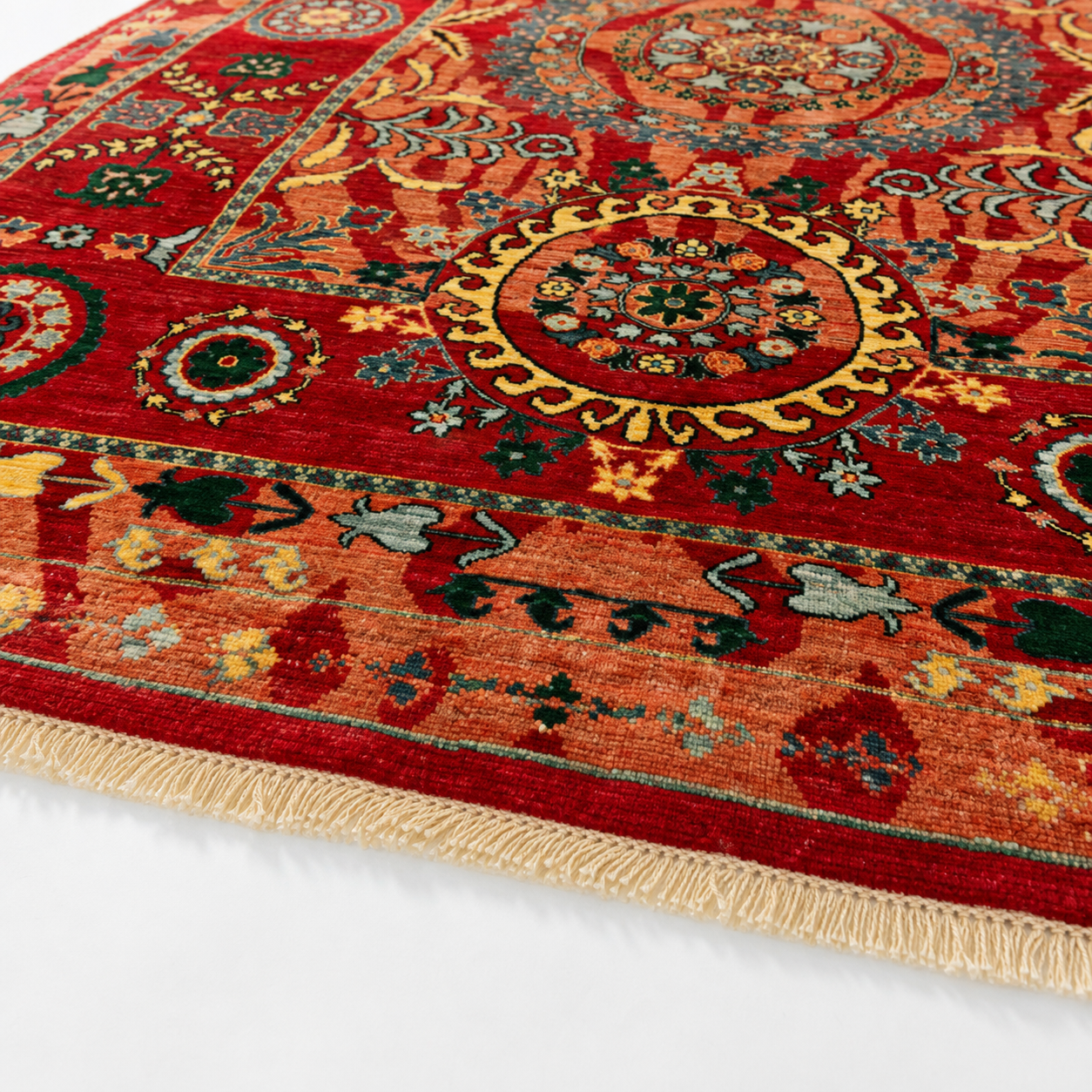 Gul-e-Kabul Afghan Ghazni wool rug, hand-knotted detail