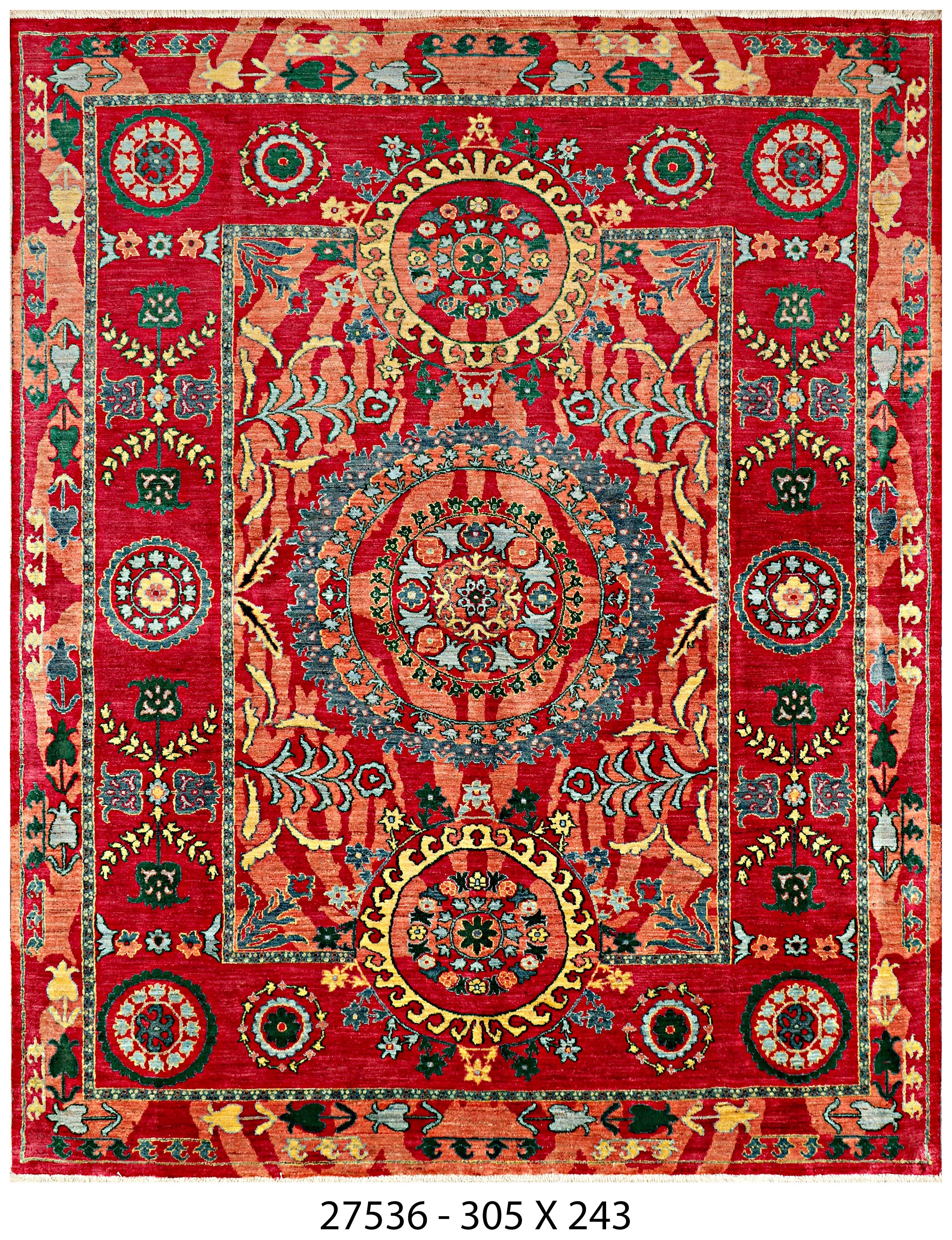 Gul-e-Kabul Afghan hand-knotted Ghazni wool rug, overhead view