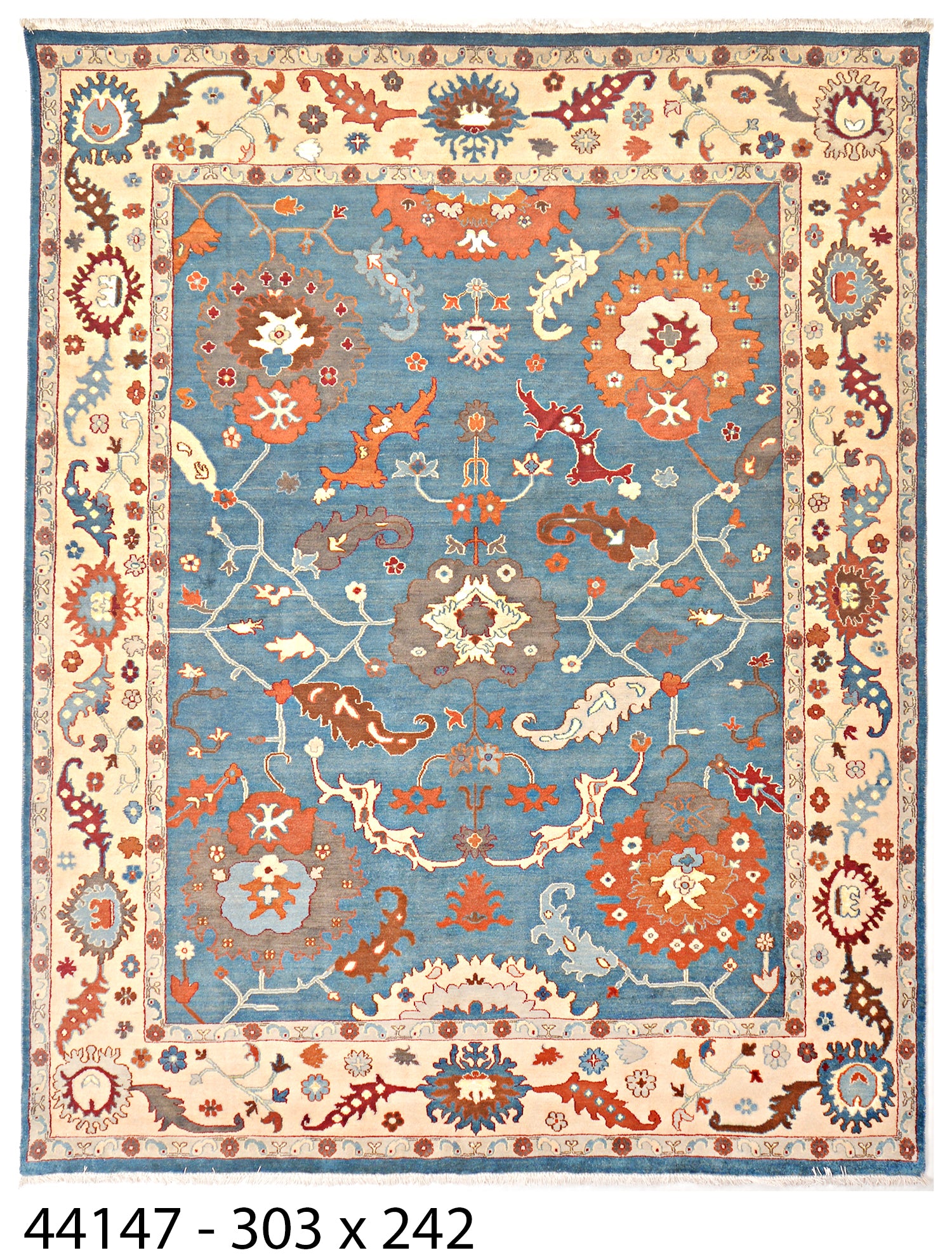 Asman-e-Balkh Afghan hand-knotted Ghazni wool rug, overhead view