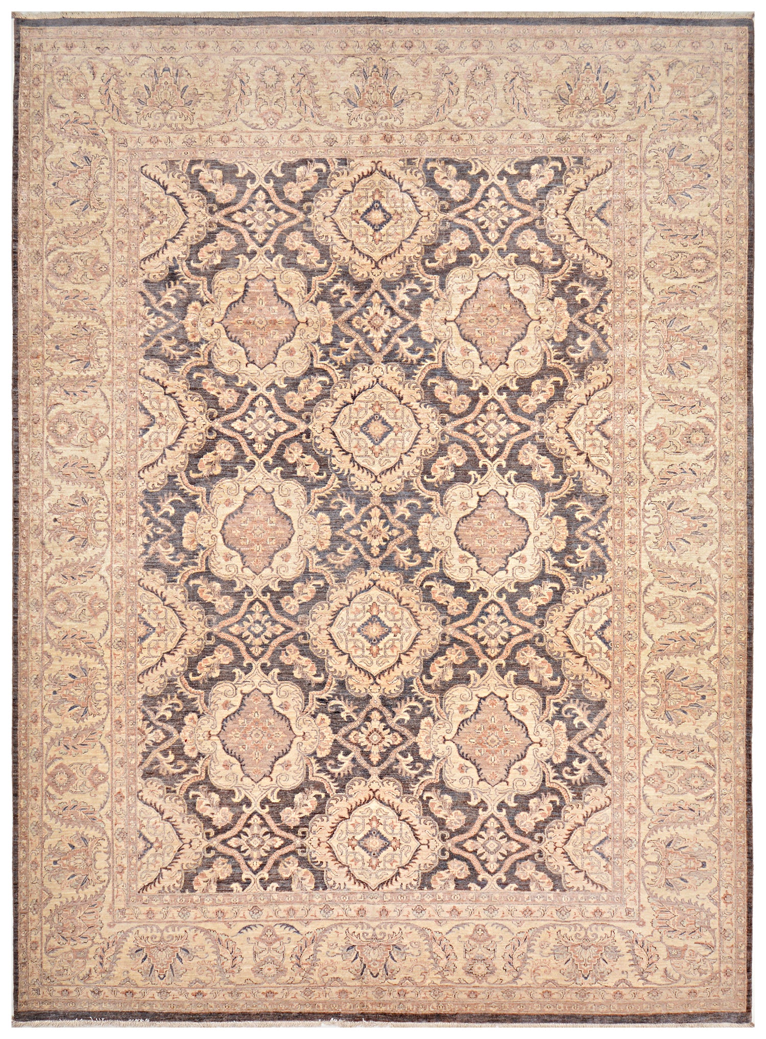 Mehr-e-Balkh Afghan hand-knotted Ghazni wool rug, overhead view