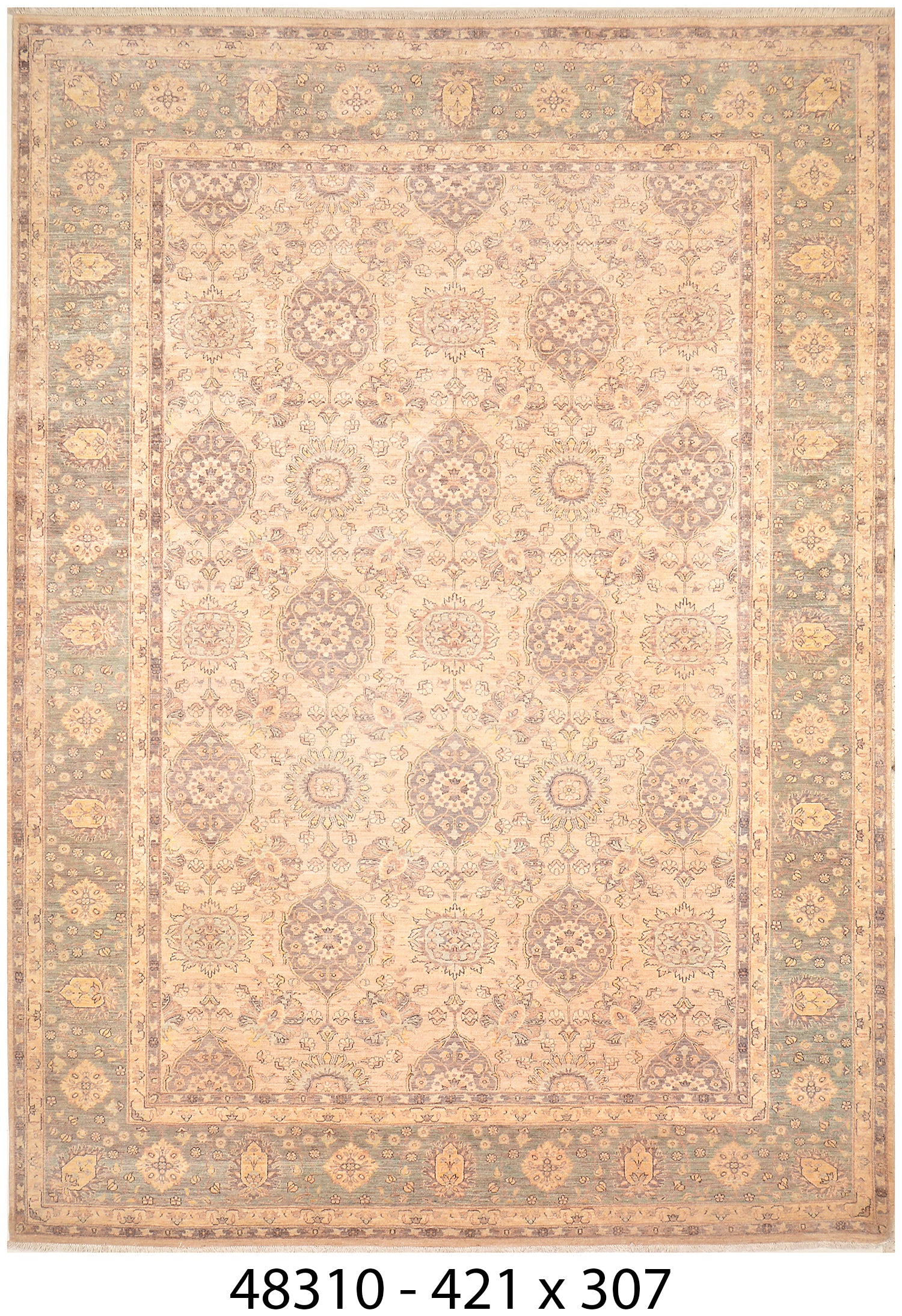 Gulzar-e-Bamyan Afghan hand-knotted Ghazni wool rug, overhead view
