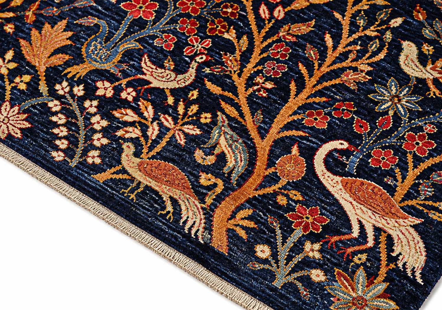 Bagh-e-Tavoos Afghan Ghazni wool rug, hand-knotted detail