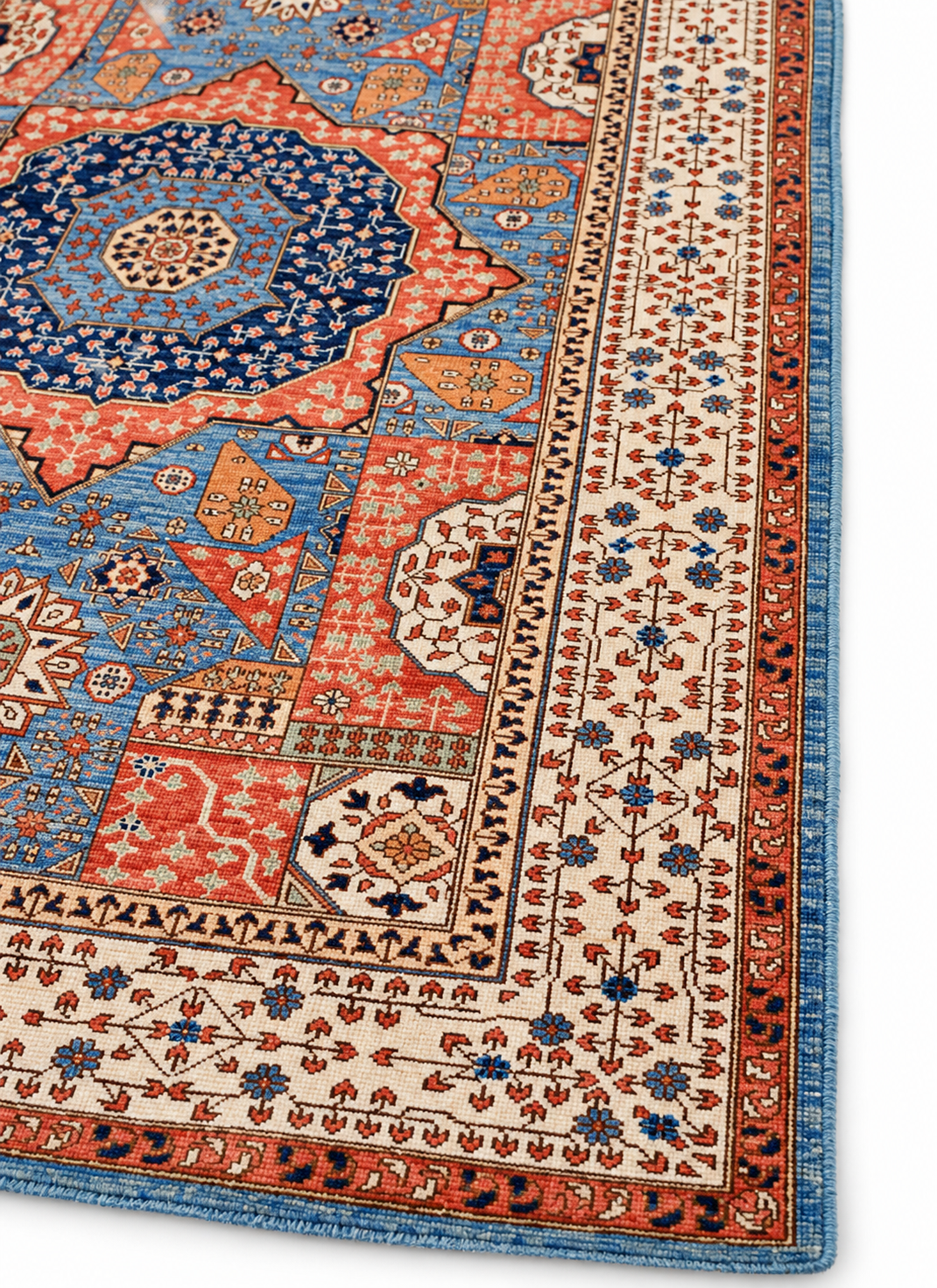 Asman-e-Firuzeh Afghan Ghazni wool rug, hand-knotted detail