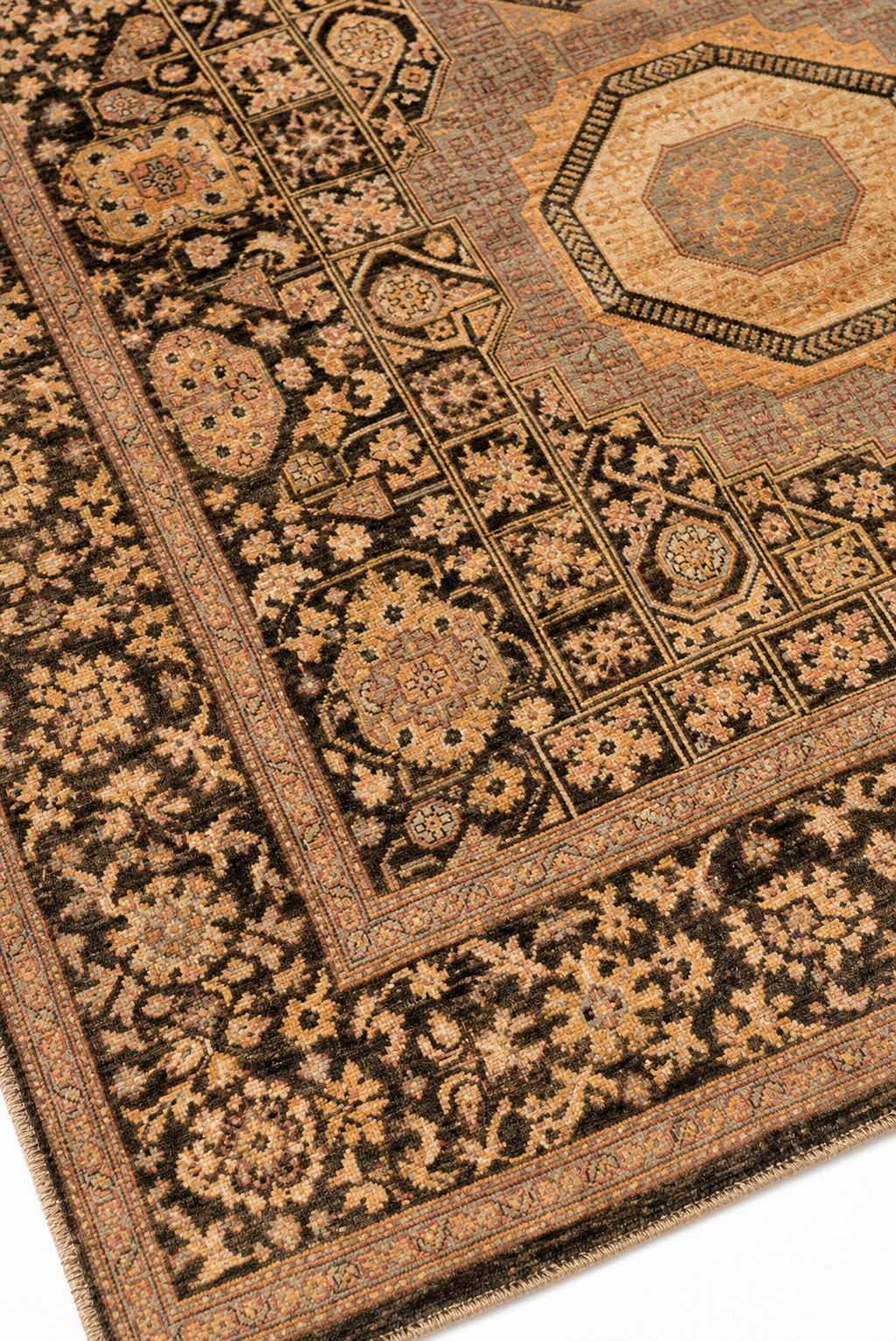 Shabnam-e-Samarkand Afghan Ghazni wool rug, hand-knotted detail