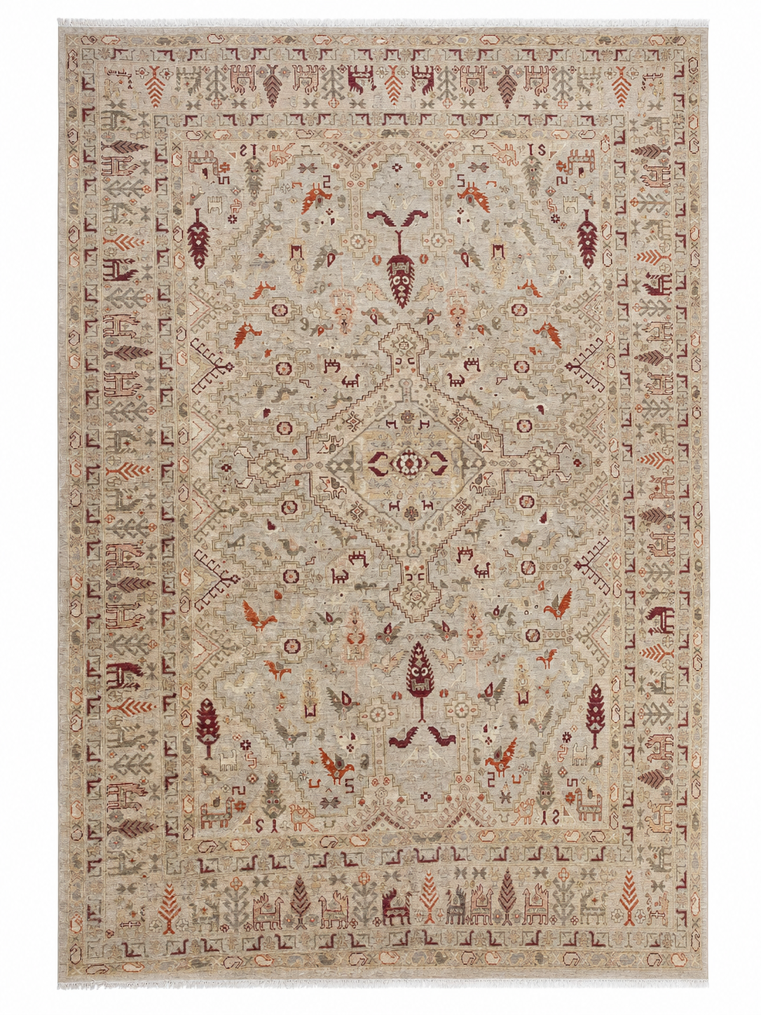 Qissa-e-Bamyan Afghan hand-knotted Ghazni wool rug, overhead view