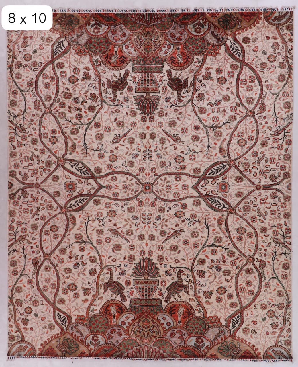 Bagh-e-Gulab Afghan hand-knotted Ghazni wool rug, overhead view