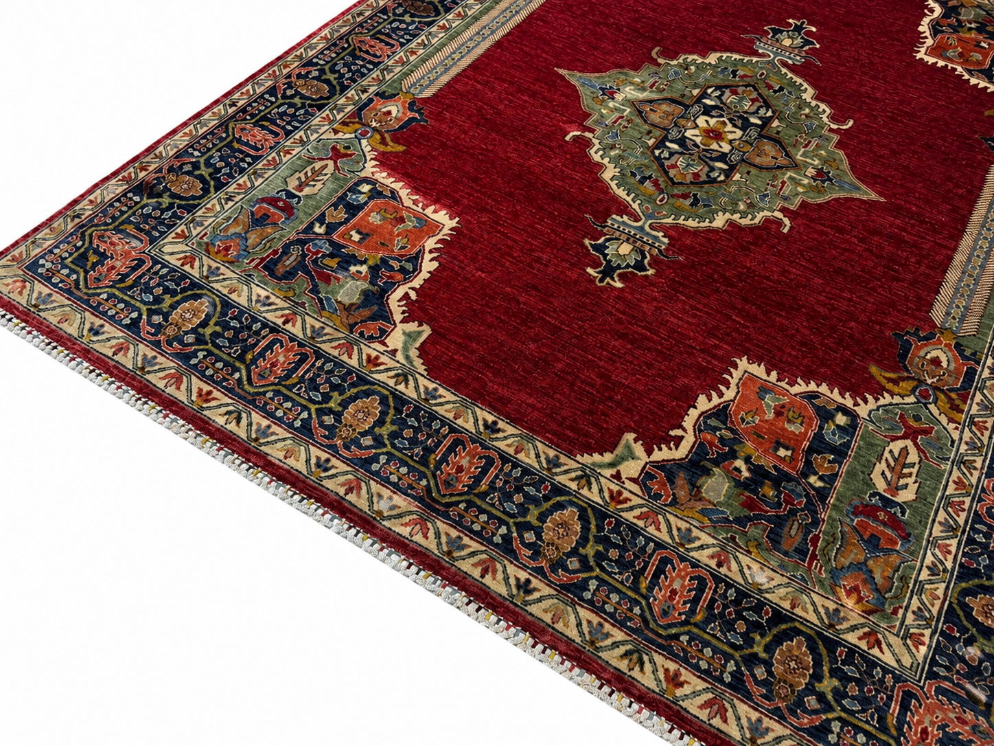 Shahin-e-Qandahar Afghan Ghazni wool rug, hand-knotted detail