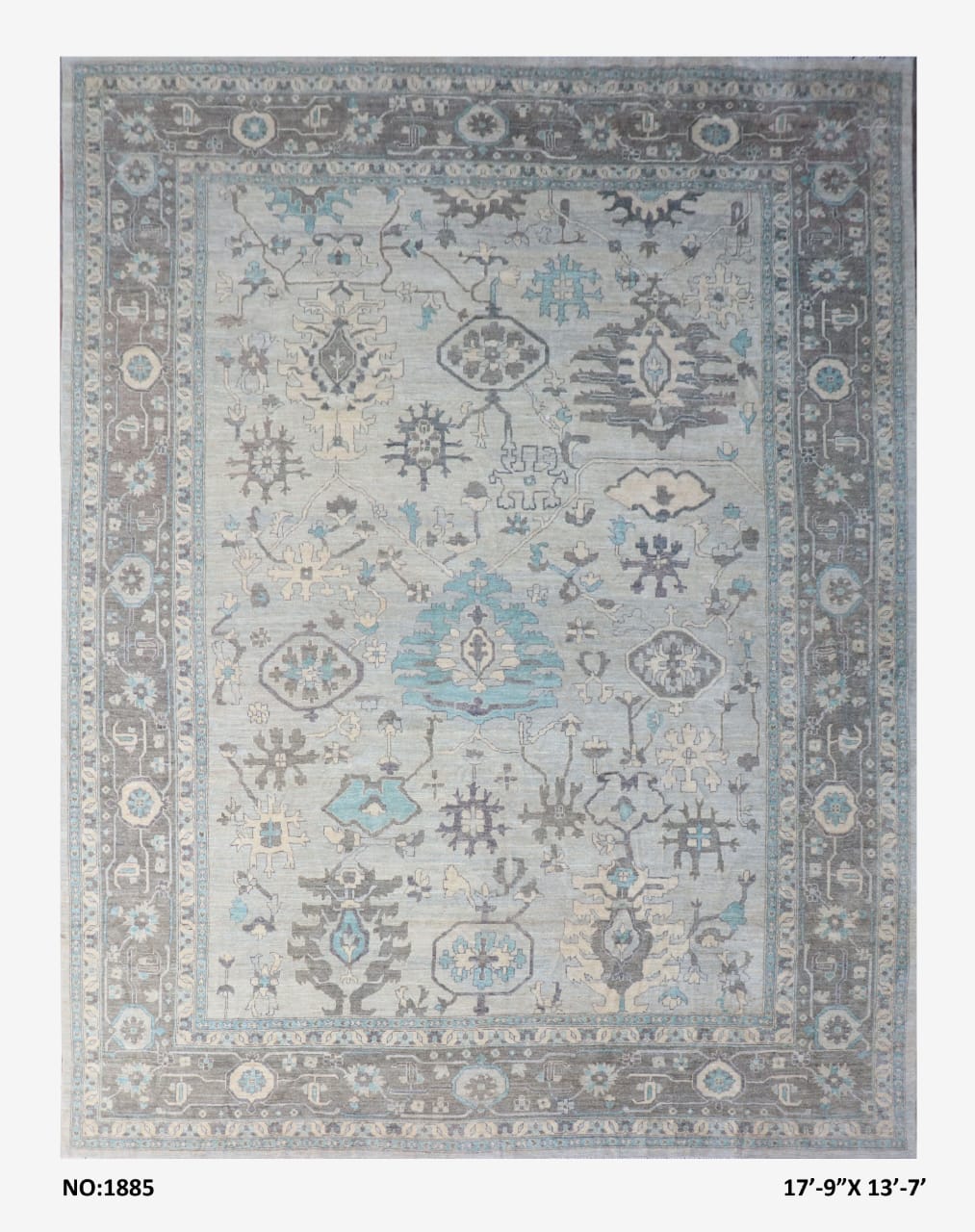 Mah-e-Safed Afghan hand-knotted Ghazni wool rug, overhead view