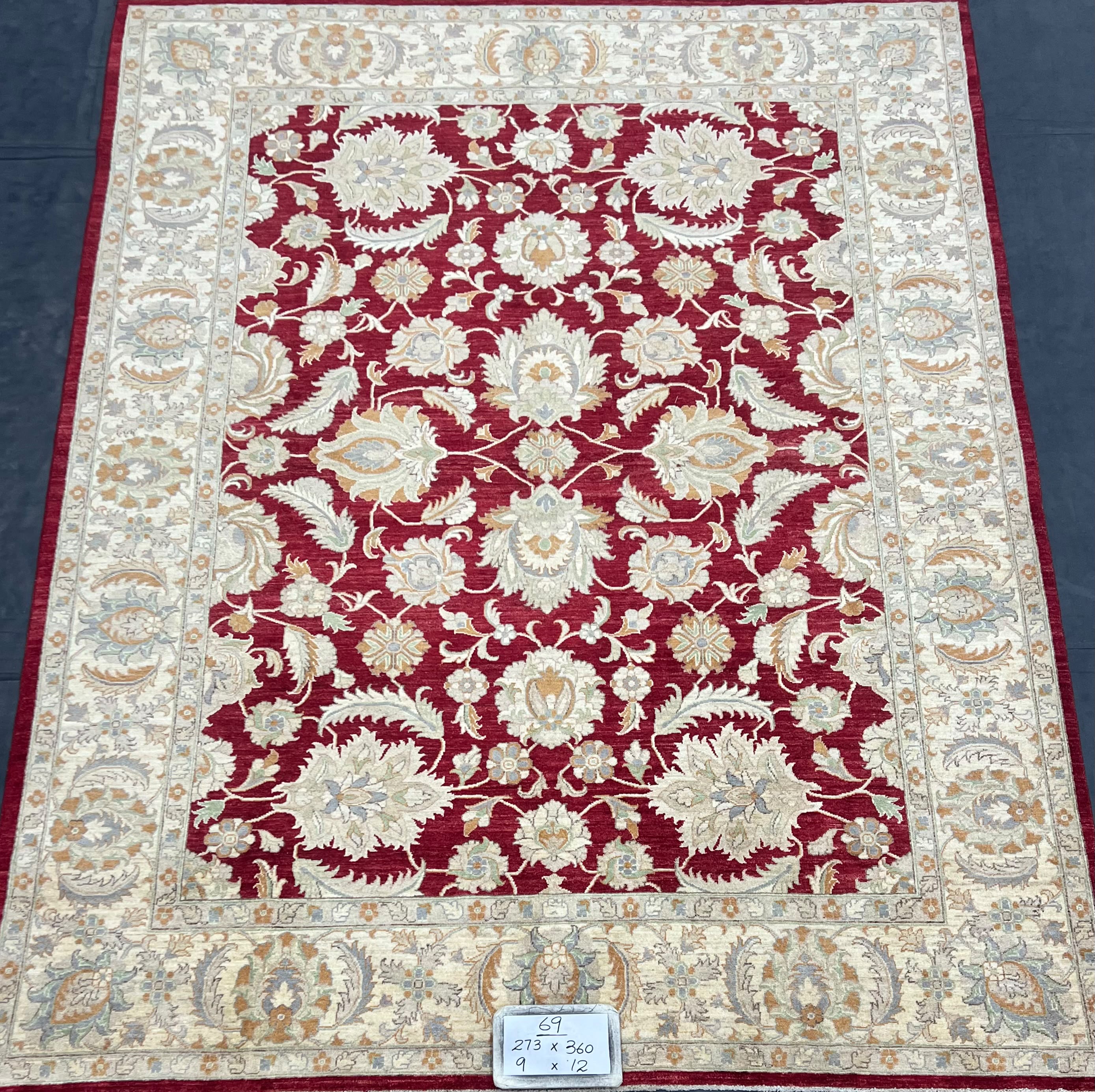 Gulshan-e-Khorasan Afghan hand-knotted Ghazni wool rug, overhead view