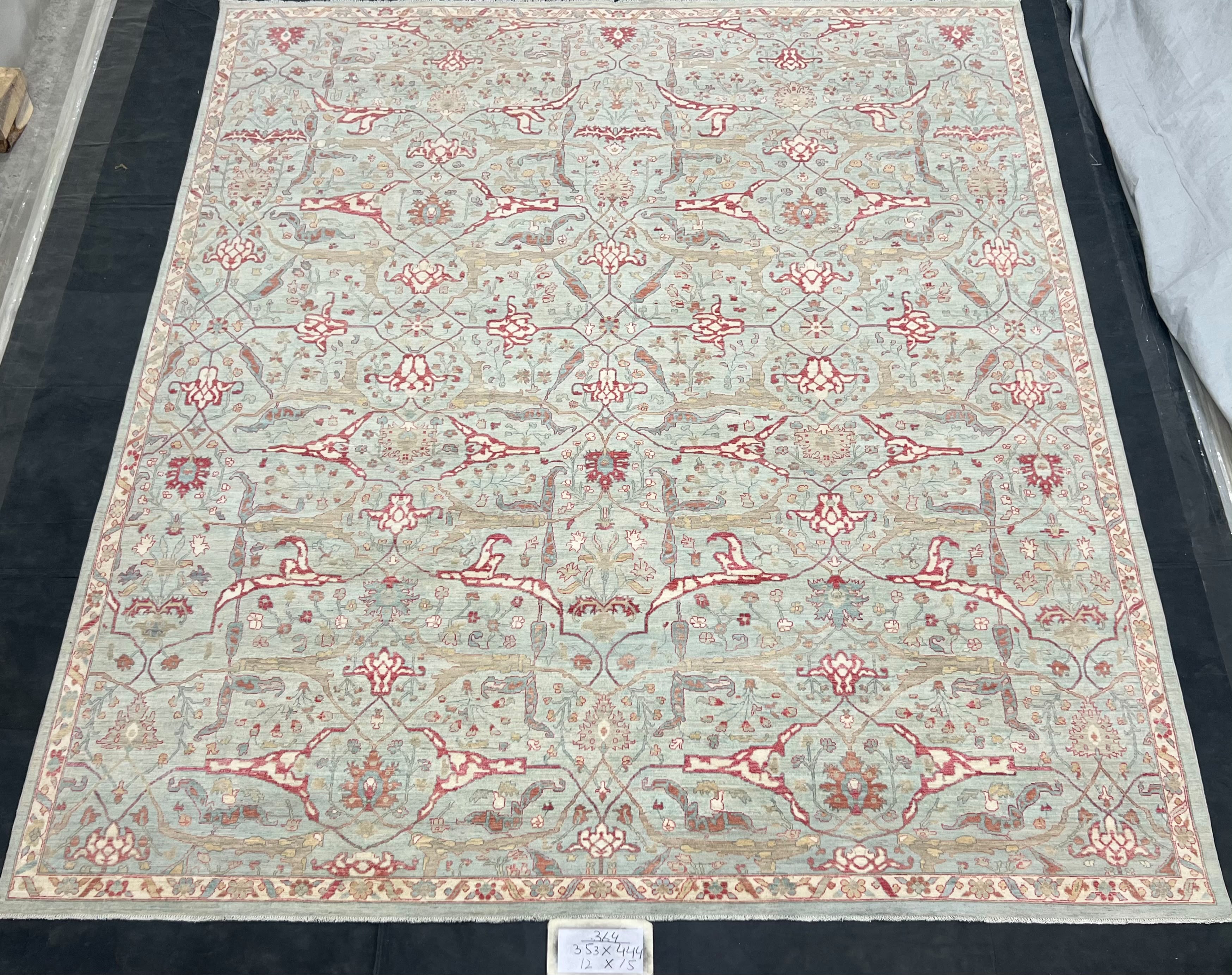 Sahar-e-Ghazni Afghan hand-knotted Ghazni wool rug, overhead view