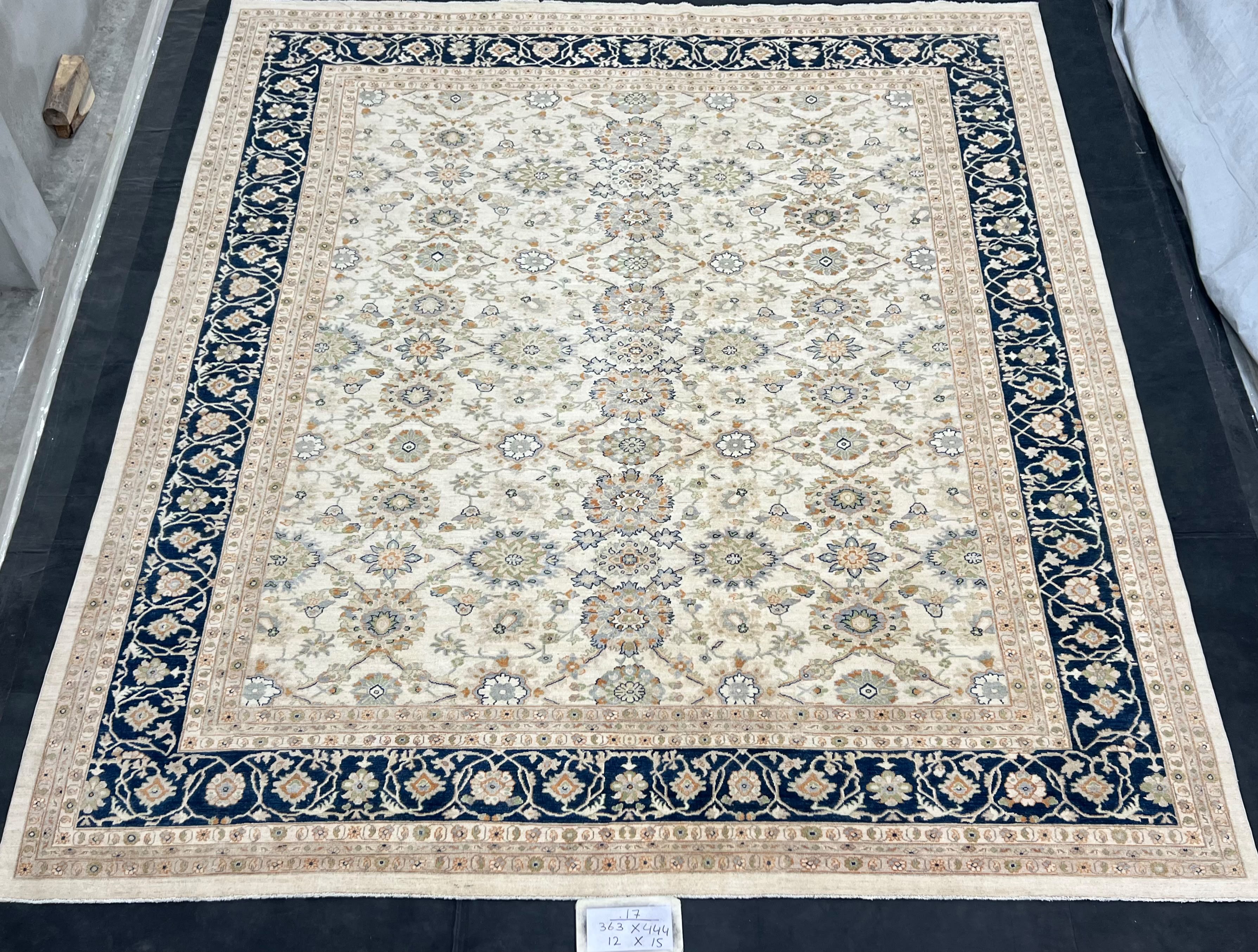 Mahzar-e-Kabul Afghan hand-knotted Ghazni wool rug, overhead view