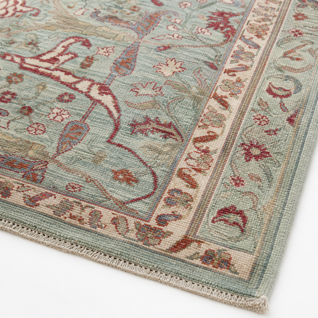 Nasim-e-Herat Afghan Ghazni wool rug, hand-knotted detail