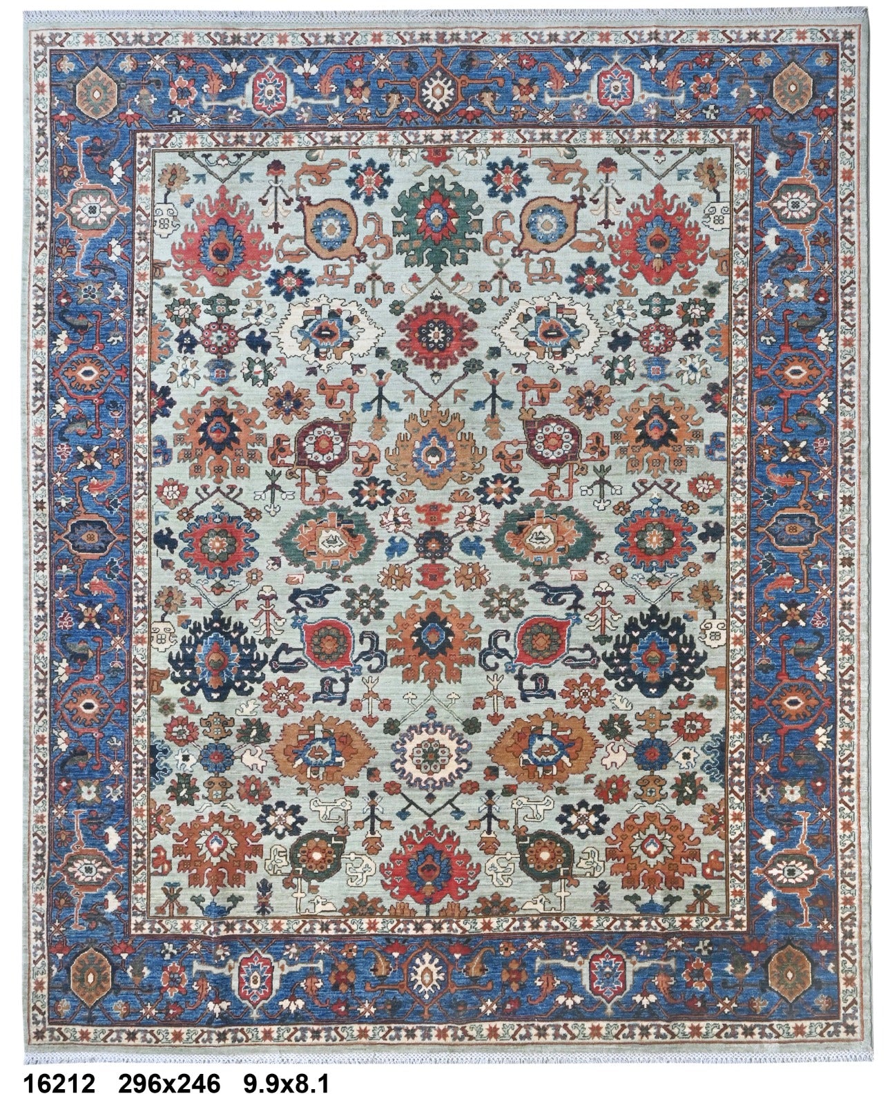 Aina-e-Herat Afghan hand-knotted Ghazni wool rug, overhead view