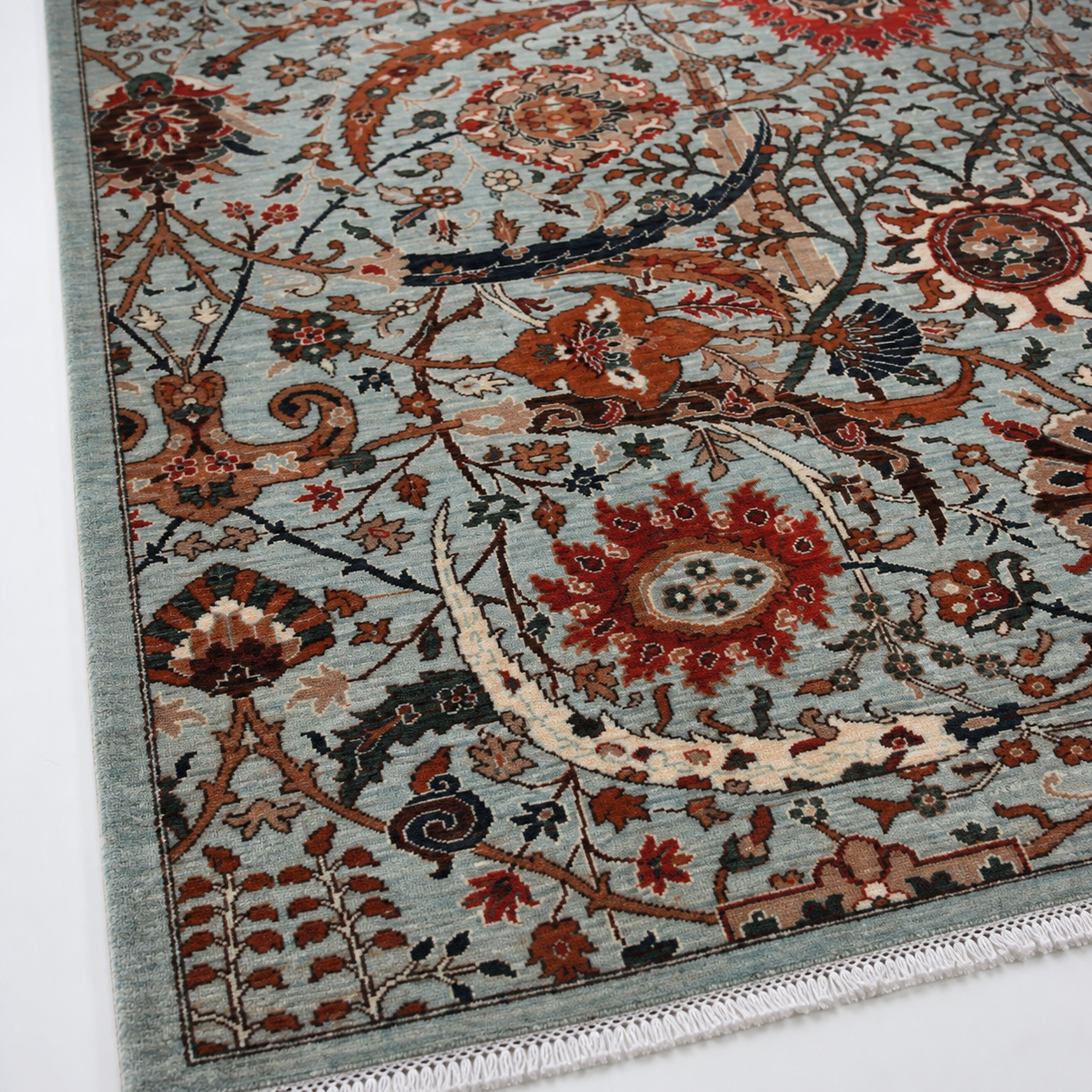 Parvaz-e-Gol Afghan Ghazni wool rug, hand-knotted detail