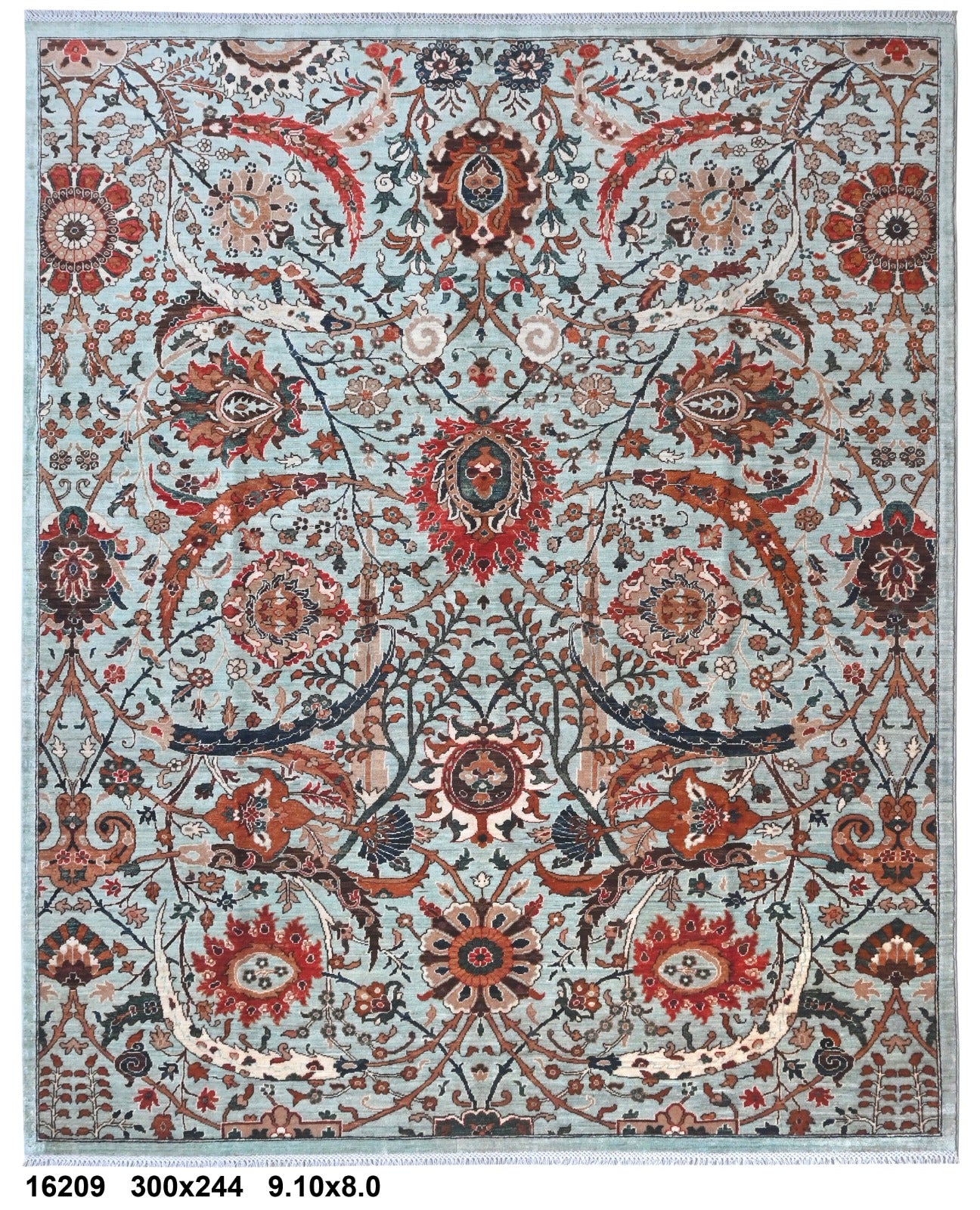 Parvaz-e-Gol Afghan hand-knotted Ghazni wool rug, overhead view