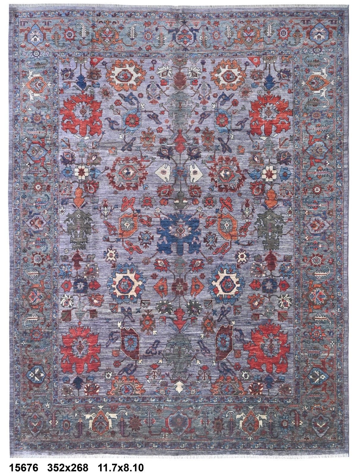 Khazan-e-Ghazni Afghan hand-knotted Ghazni wool rug, overhead view