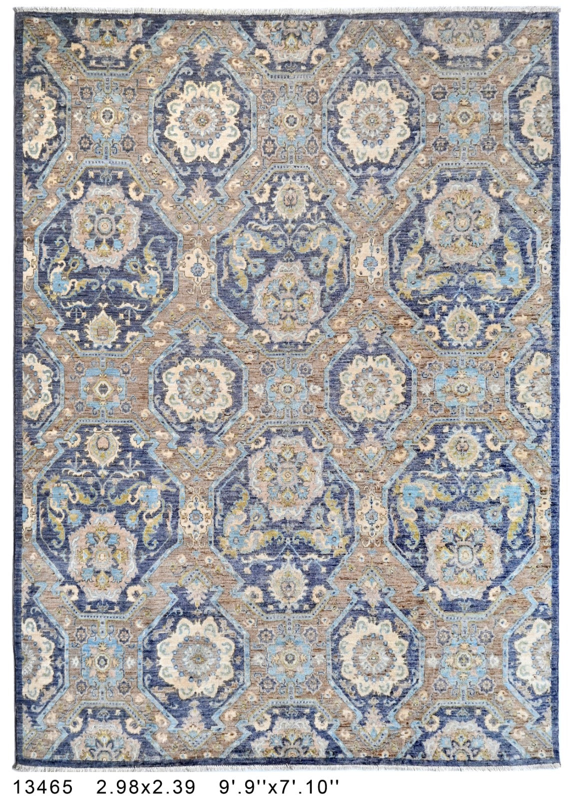 Shams-e-Nil Afghan hand-knotted Ghazni wool rug, overhead view