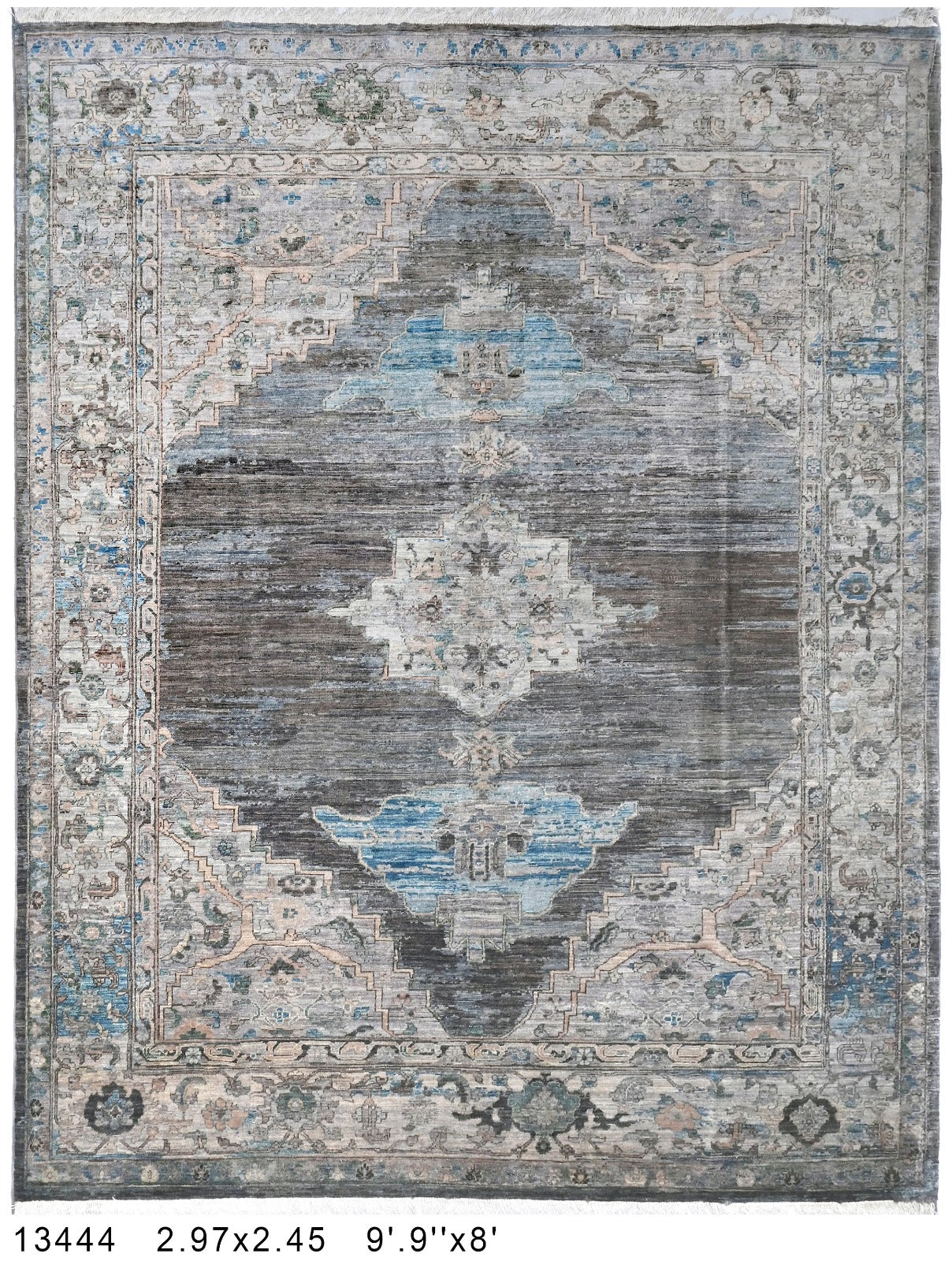 Darya-e-Sang Afghan hand-knotted Ghazni wool rug, overhead view