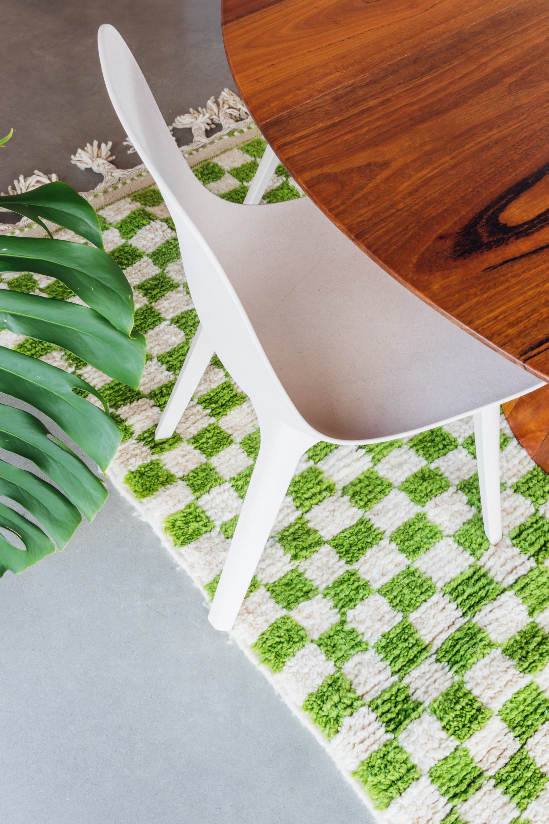 Green Moroccan Rug Light Green and White Checkered