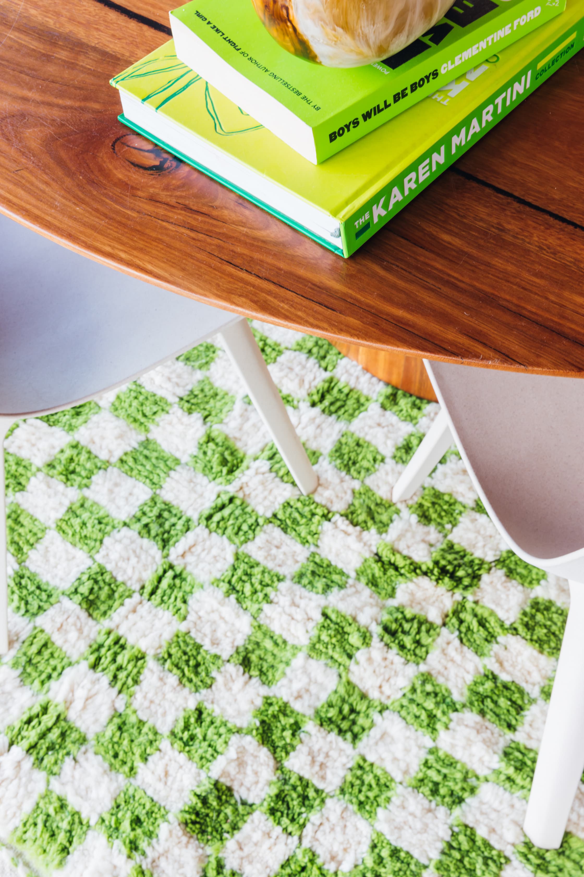 Green Moroccan Rug Light Green and White Checkered