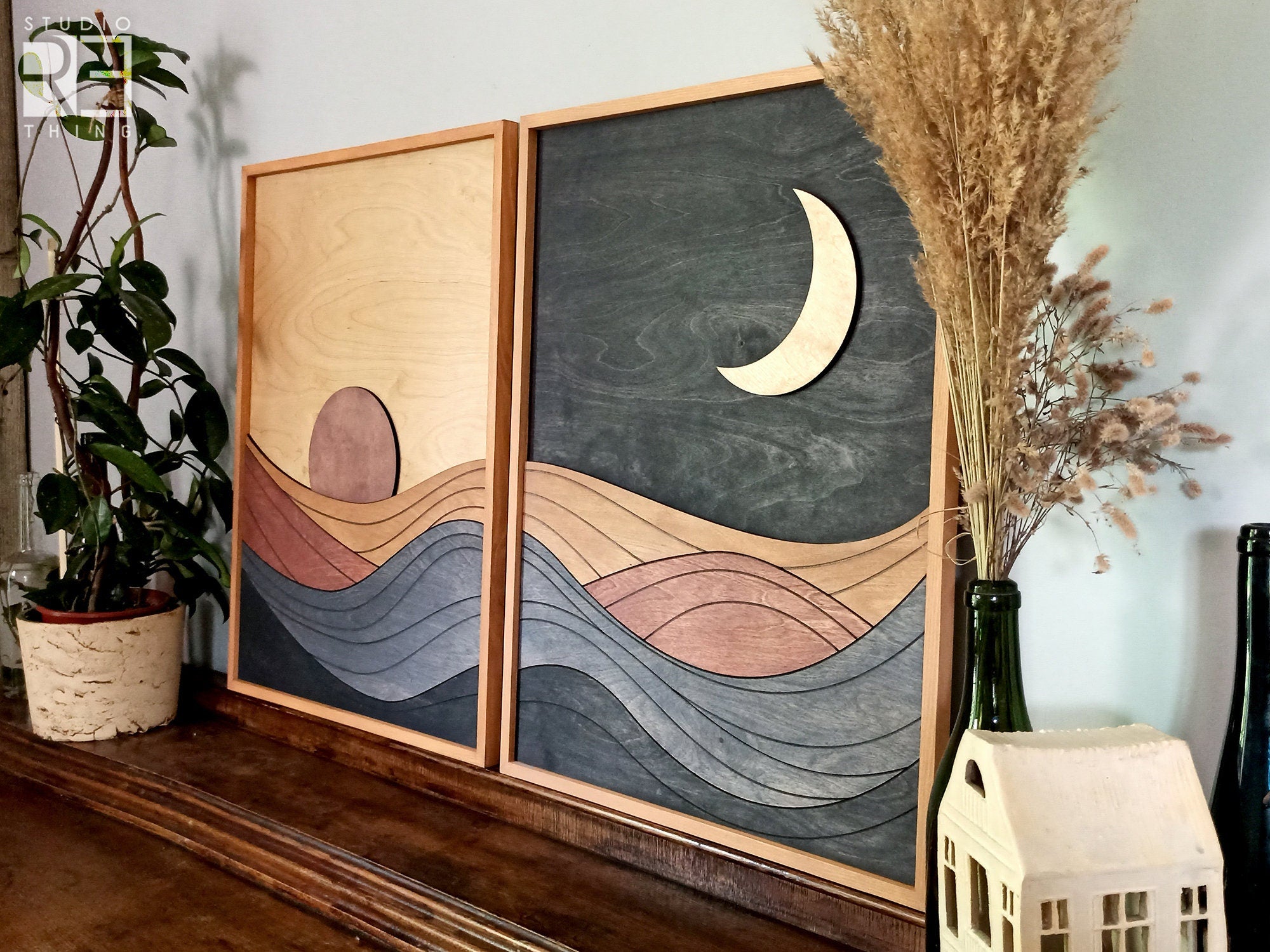 Set of 2:Sun and Moon Wall Art Jerm | جِرْم