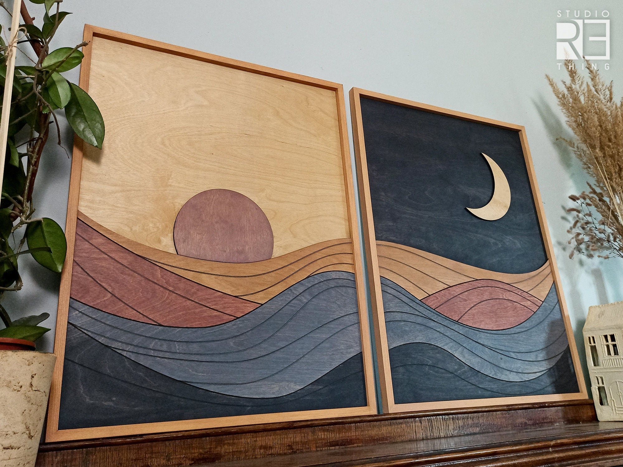 Set of 2:Sun and Moon Wall Art Jerm | جِرْم