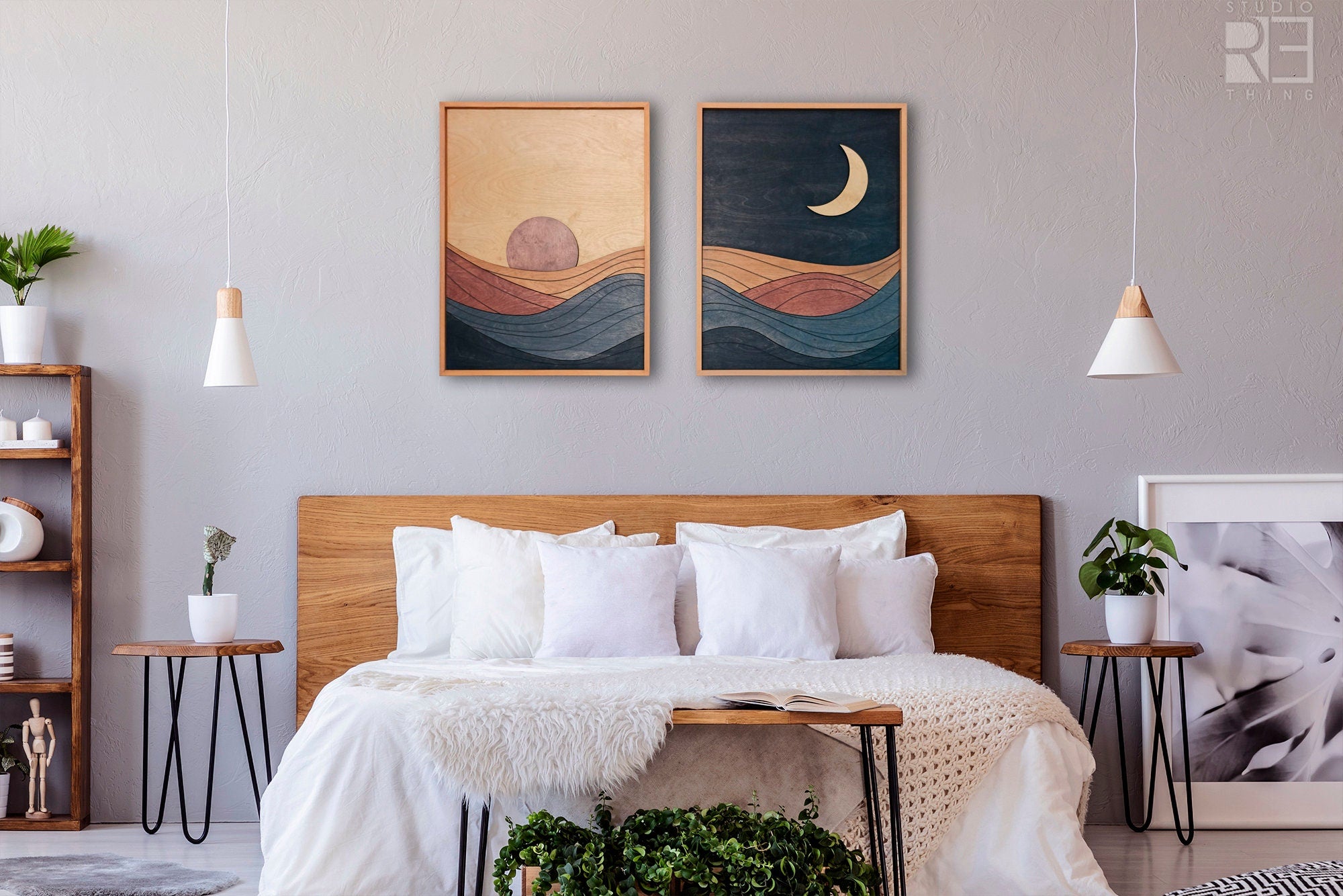 Set of 2:Sun and Moon Wall Art Jerm | جِرْم
