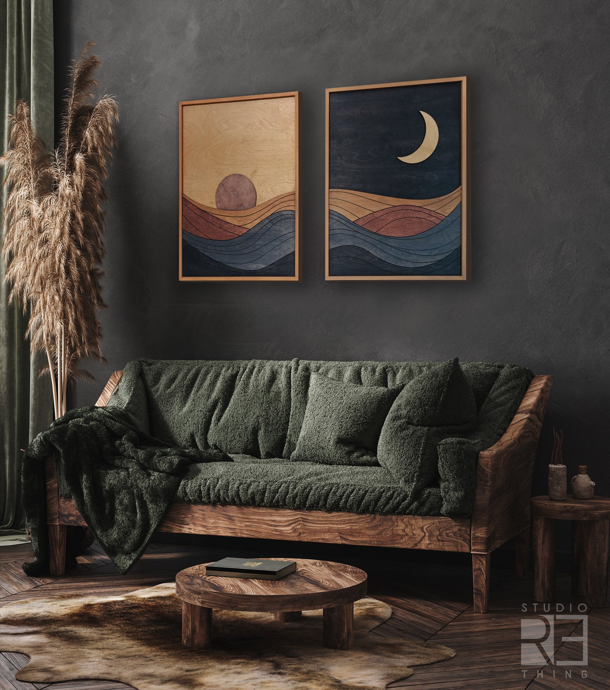 Set of 2:Sun and Moon Wall Art Jerm | جِرْم