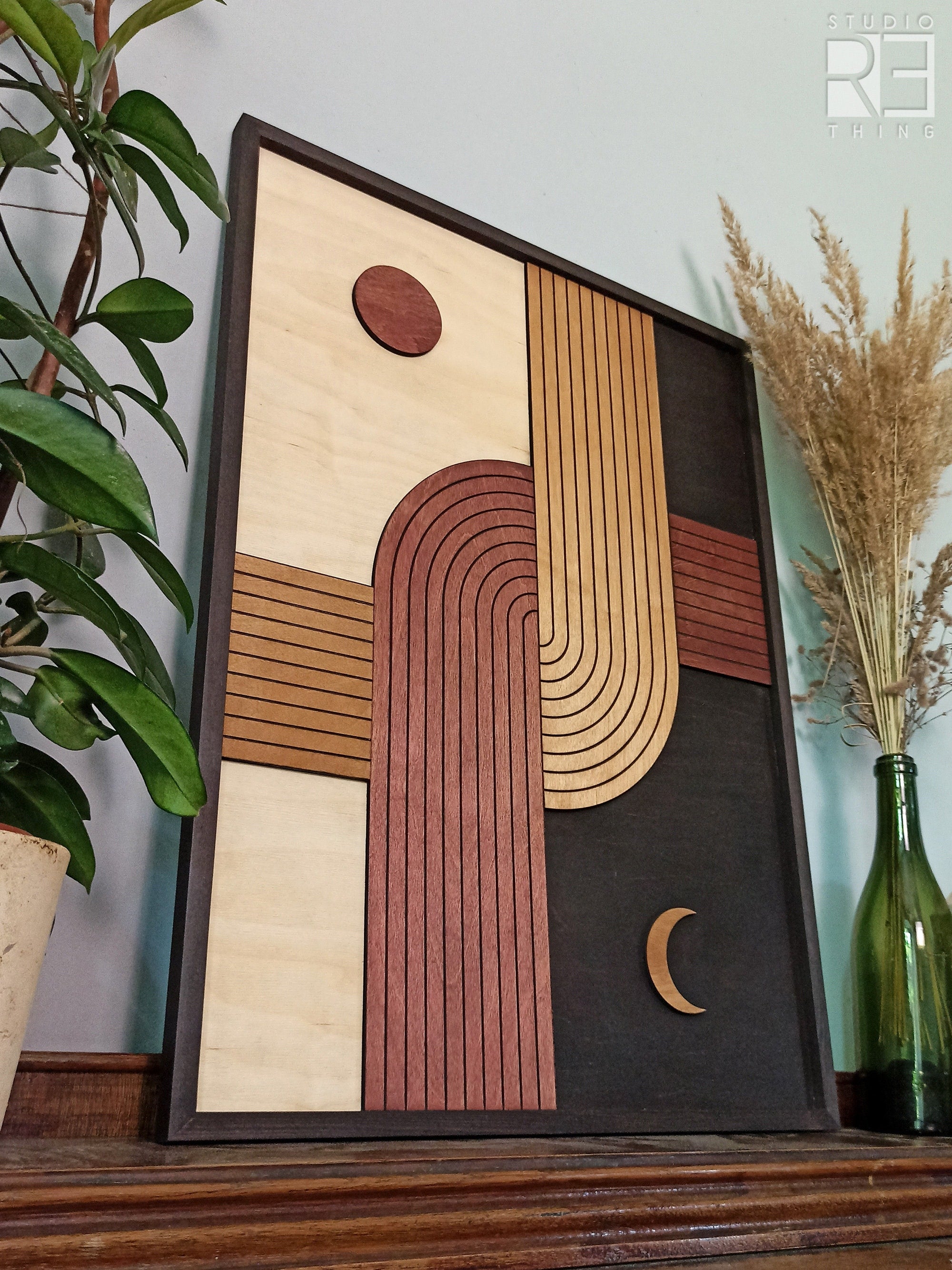 Wooden Mid Century Modern Wall Art Jerm | جِرْم
